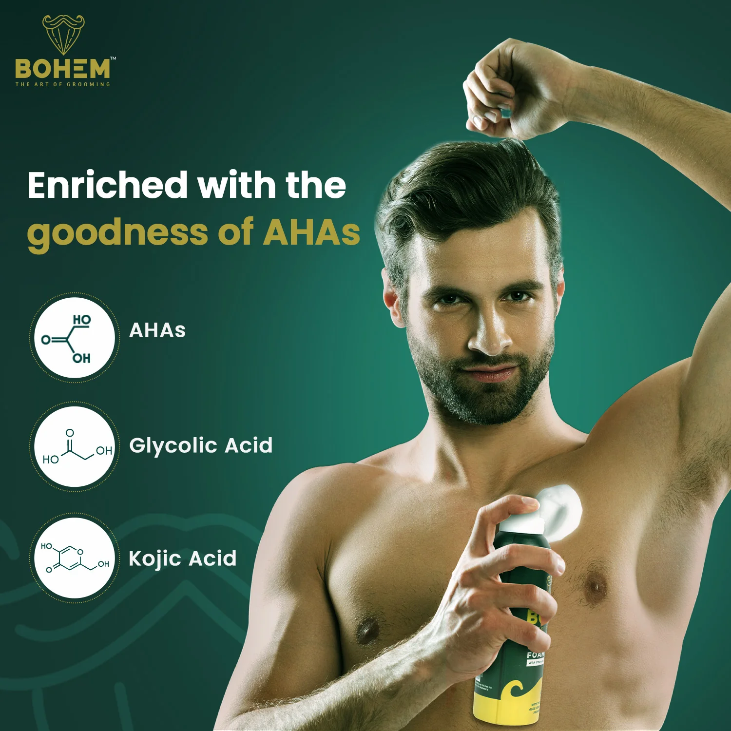 BOHEM Hair Removal Spray for Men with Thick foam for Back, Chest, Legs, Arms, Under Arms & Intimate Areas - 200g - Image 3