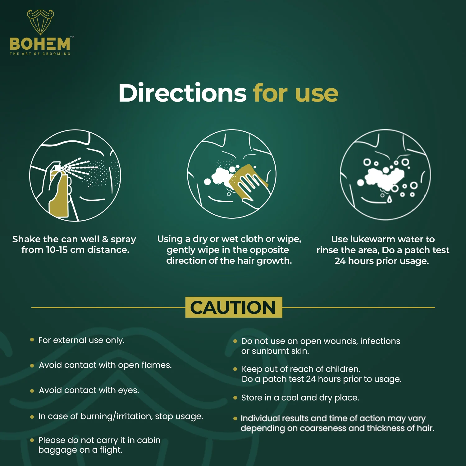 BOHEM Hair Removal Spray for Men with Thick foam for Back, Chest, Legs, Arms, Under Arms & Intimate Areas - 200g - Image 7