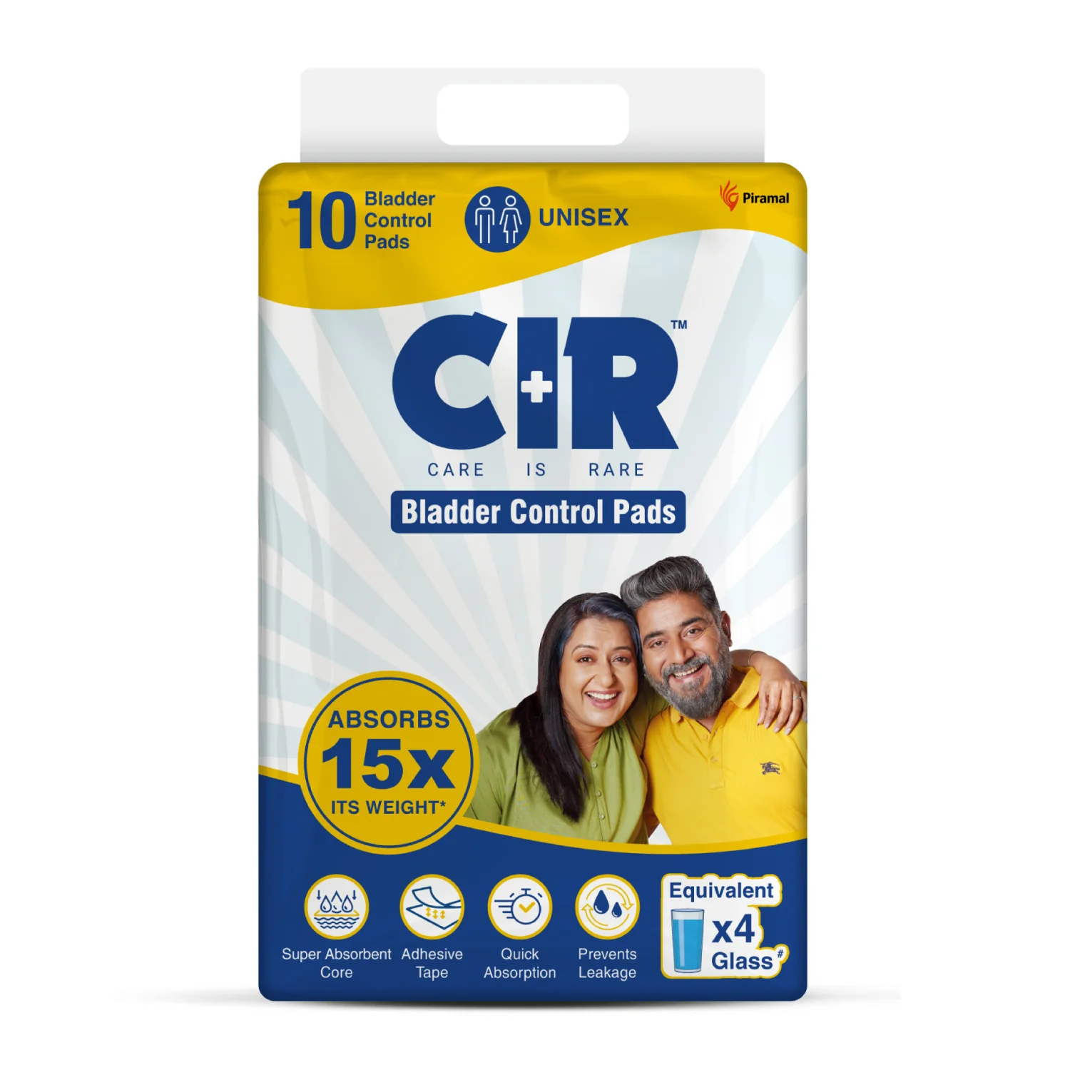 CIR Bladder Control Pads | Unisex Absorbs 15X of its Own Weight | Equivalent to 4 Glasses of Fluid