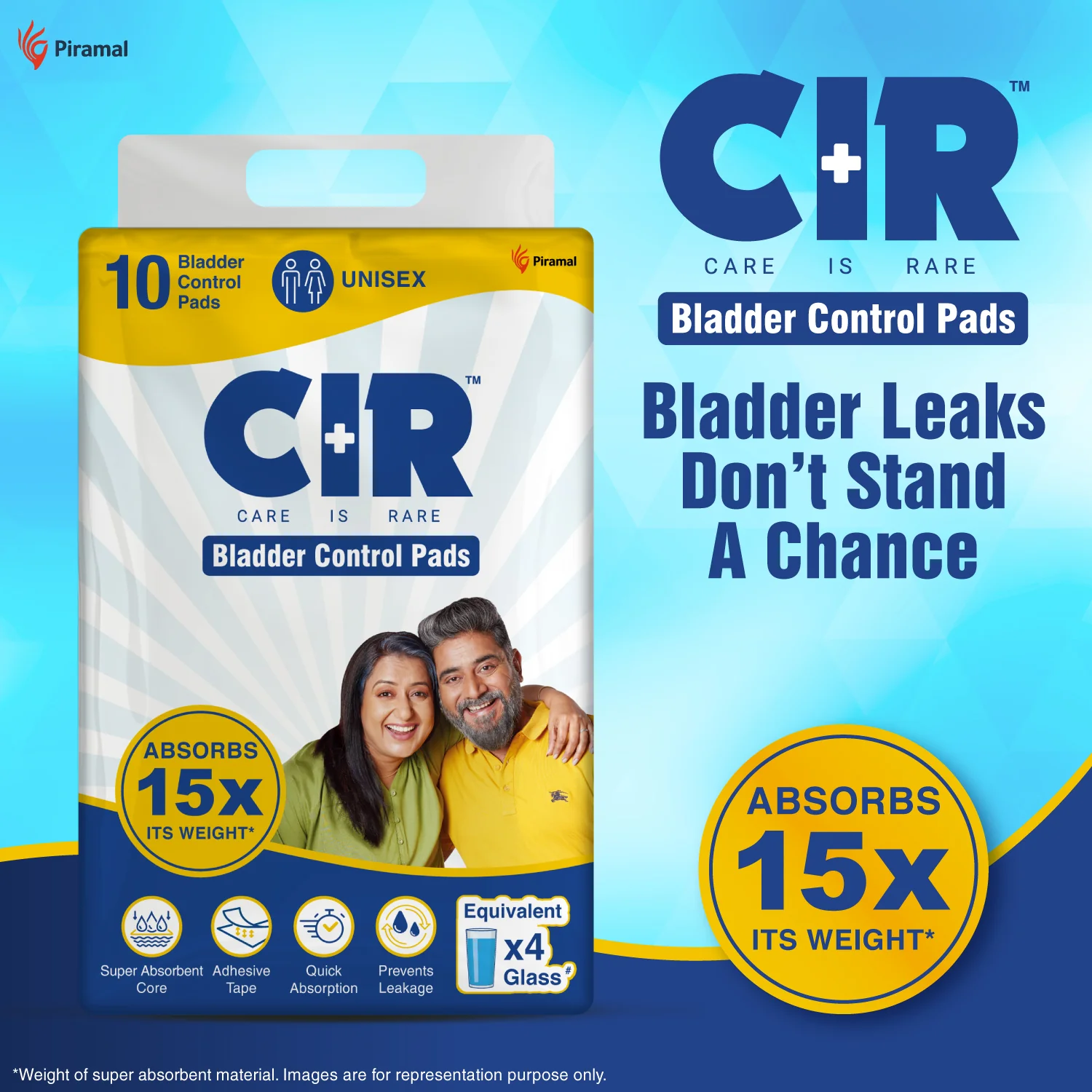 CIR Bladder Control Pads | Unisex Absorbs 15X of its Own Weight | Equivalent to 4 Glasses of Fluid - Image 2