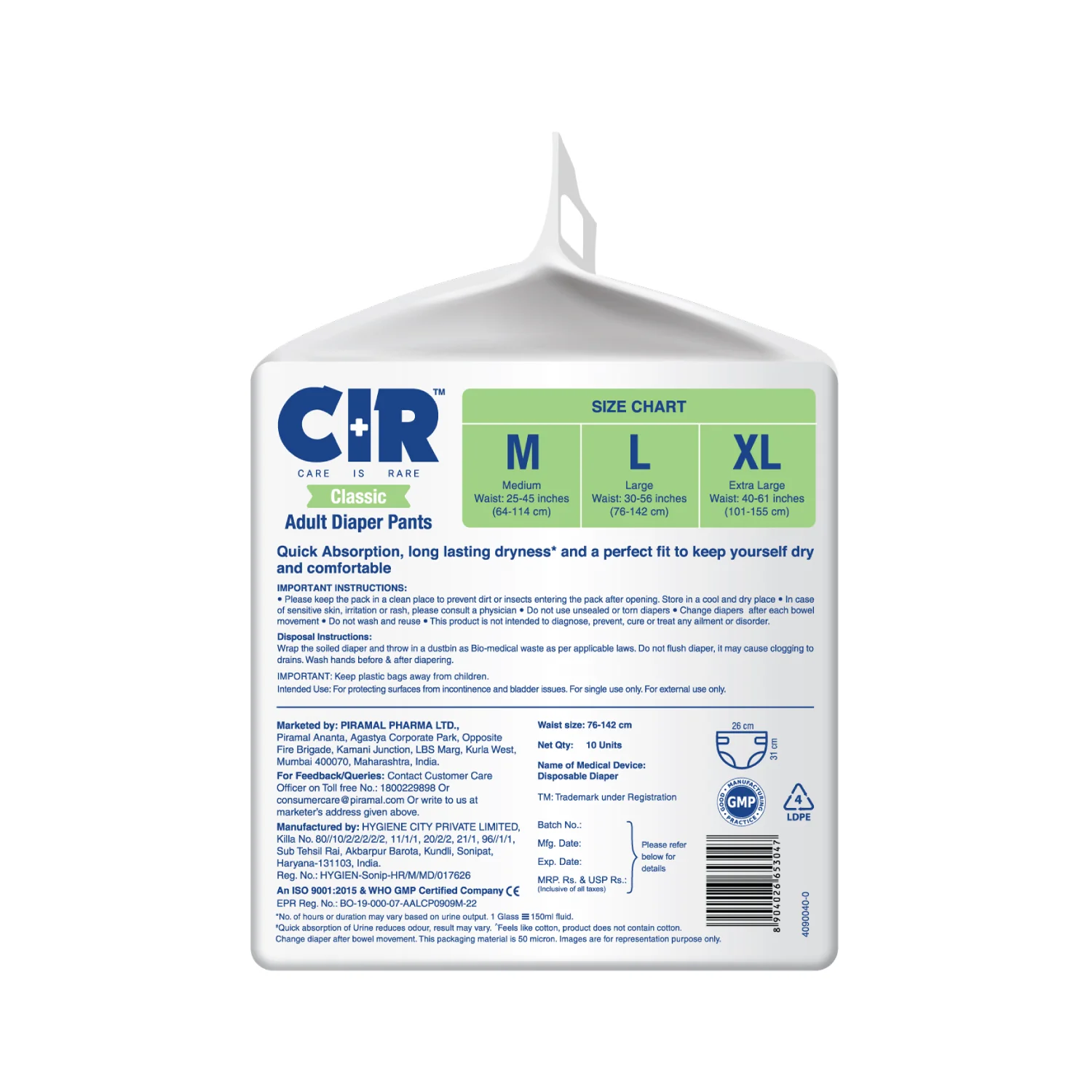 CIR Classic Adult Diaper Pants Style | Adult Diapers | 8 hour Absorption Protection | Unisex with Odour Control & Cotton Soft Feel - Image 20