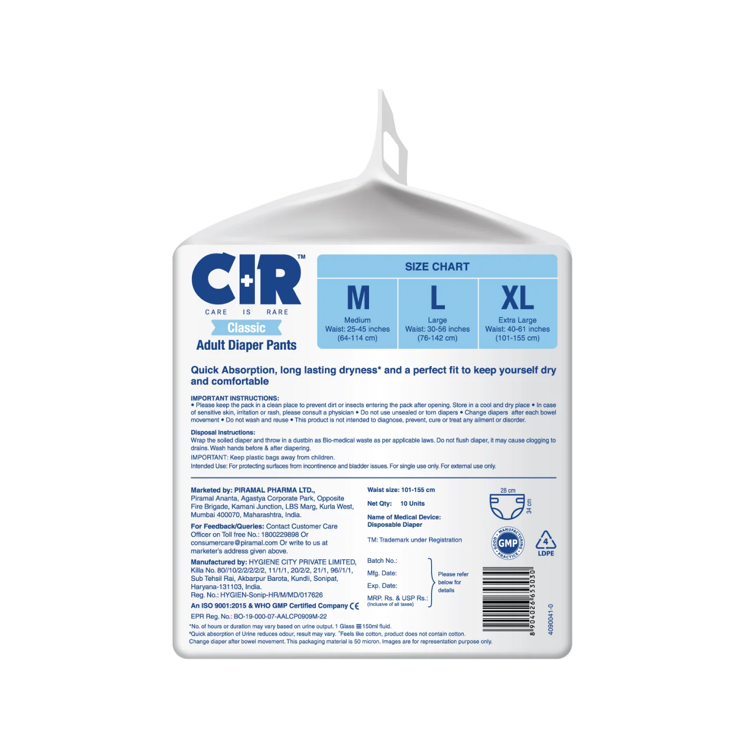 CIR Classic Adult Diaper Pants Style | Adult Diapers | 8 hour Absorption Protection | Unisex with Odour Control & Cotton Soft Feel - Image 27
