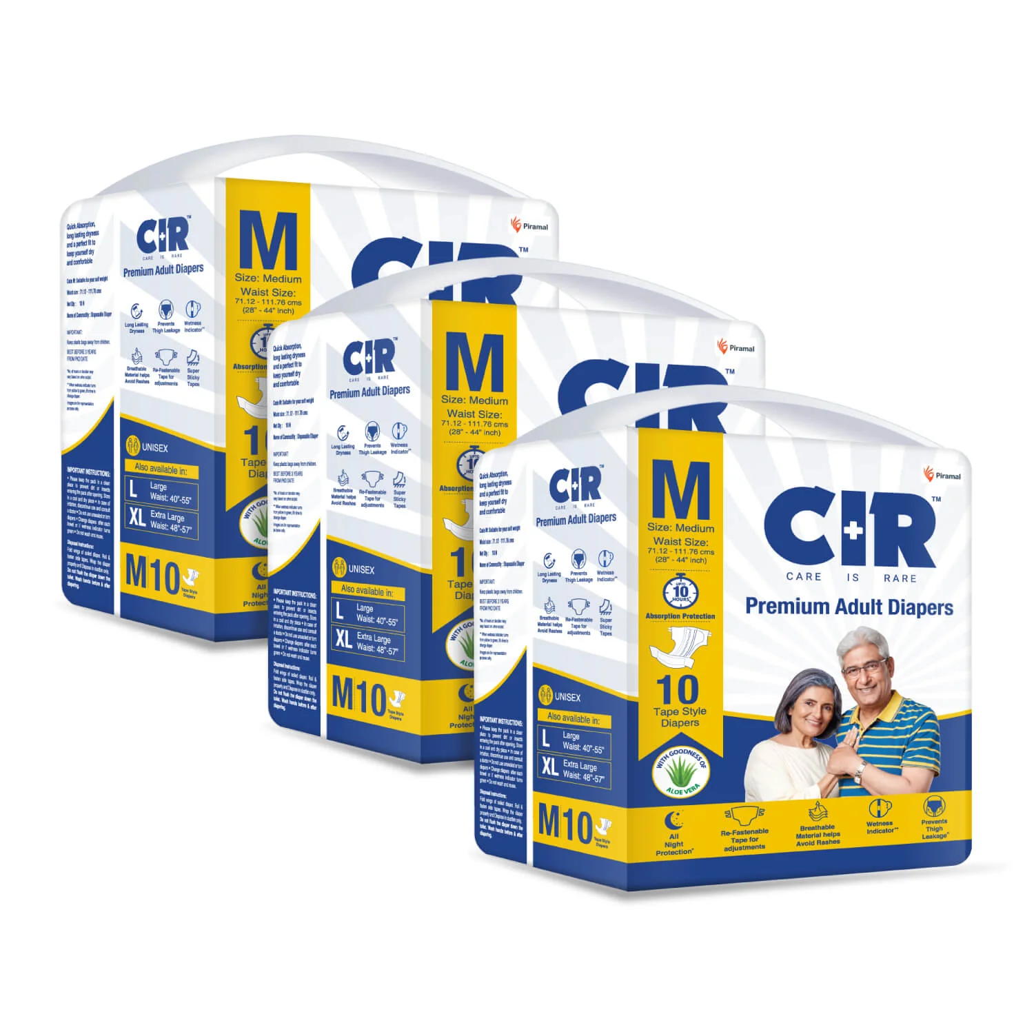 CIR Premium Adult Tape Diapers- All Night Protection with Aloe Vera -10 Units | unisex - Image 3