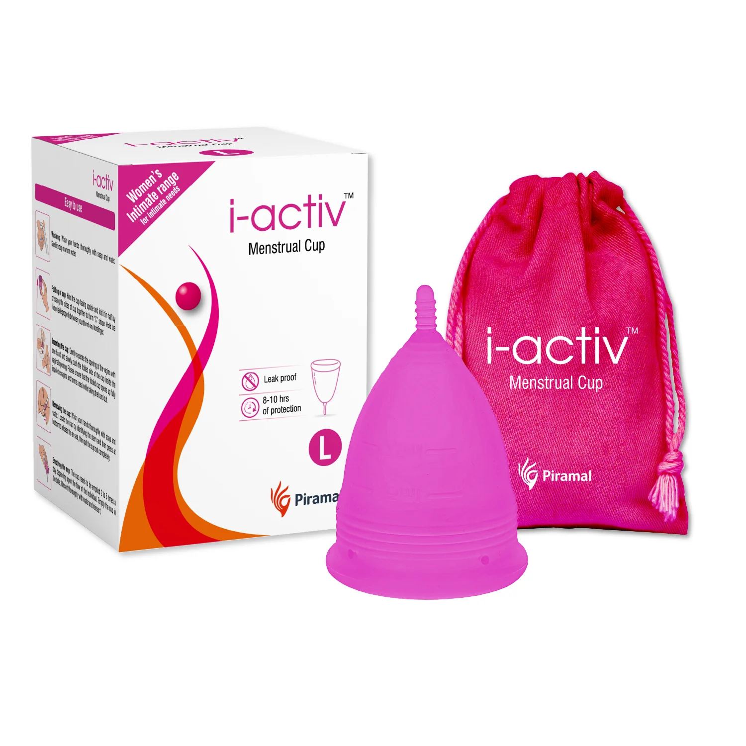 i-Activ Menstrual Cup for Women | Rash-Free, Leak-Free & Ultra soft Cup with Pouch| 100% Medical Grade Silicone | 8-10 hrs protection - Image 5