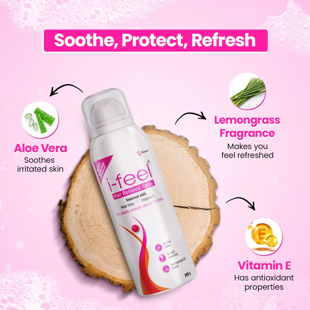 i-feel Hair Removal Spray| 200 gms | Painless Hair Removal in 7-8 mins | Suitable for Hands, Legs & Underarms | Lemongrass Fragrance | Dermatologically Tested | No Skin darkening | No Foul Odour - Image 3