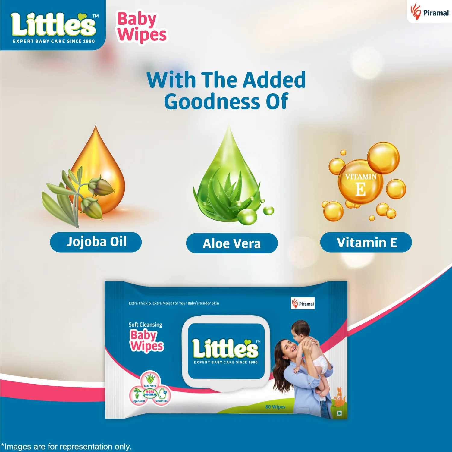 Little's Happy Baby Combo ( Little's Comfy Baby Pants | Medium I Superjumbo Pack of 1, Little's Soft Cleansing Baby Wipes Lid Pack of 1 | Contains Aloe Vera & Jojoba Oil -80 Wipes, Little's Organix Nourishing Baby Lotion (400 ml - Pump Pack) - Image 3