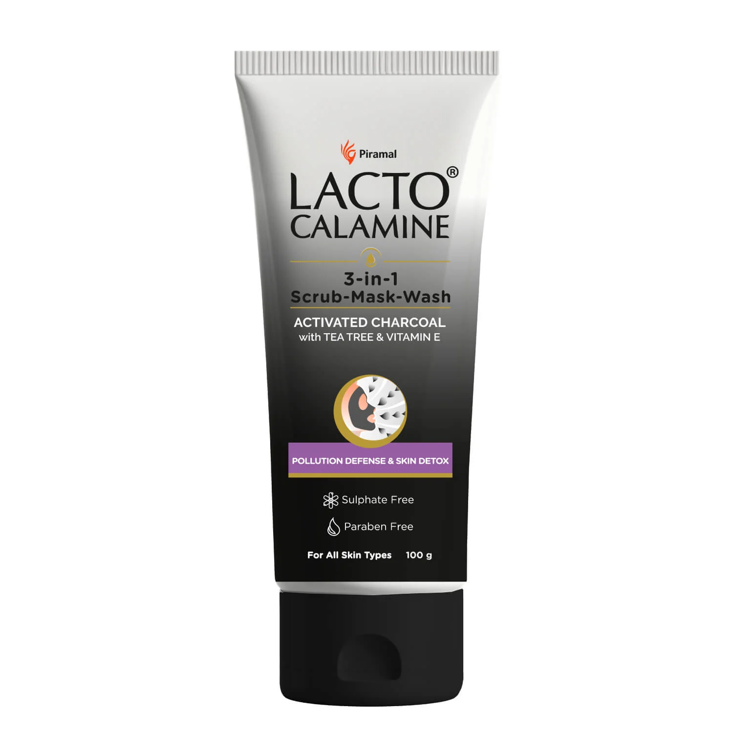 Lacto Calamine 3-in-1 Charcoal Face Scrub-Mask-Wash for Pollution Defense & Exfoliating Detox | 100 ml | Multi-action Encapsulated Charcoal Face Wash with Kaolin Clay, Tea Tree Oil & Vitamin E - Image 9