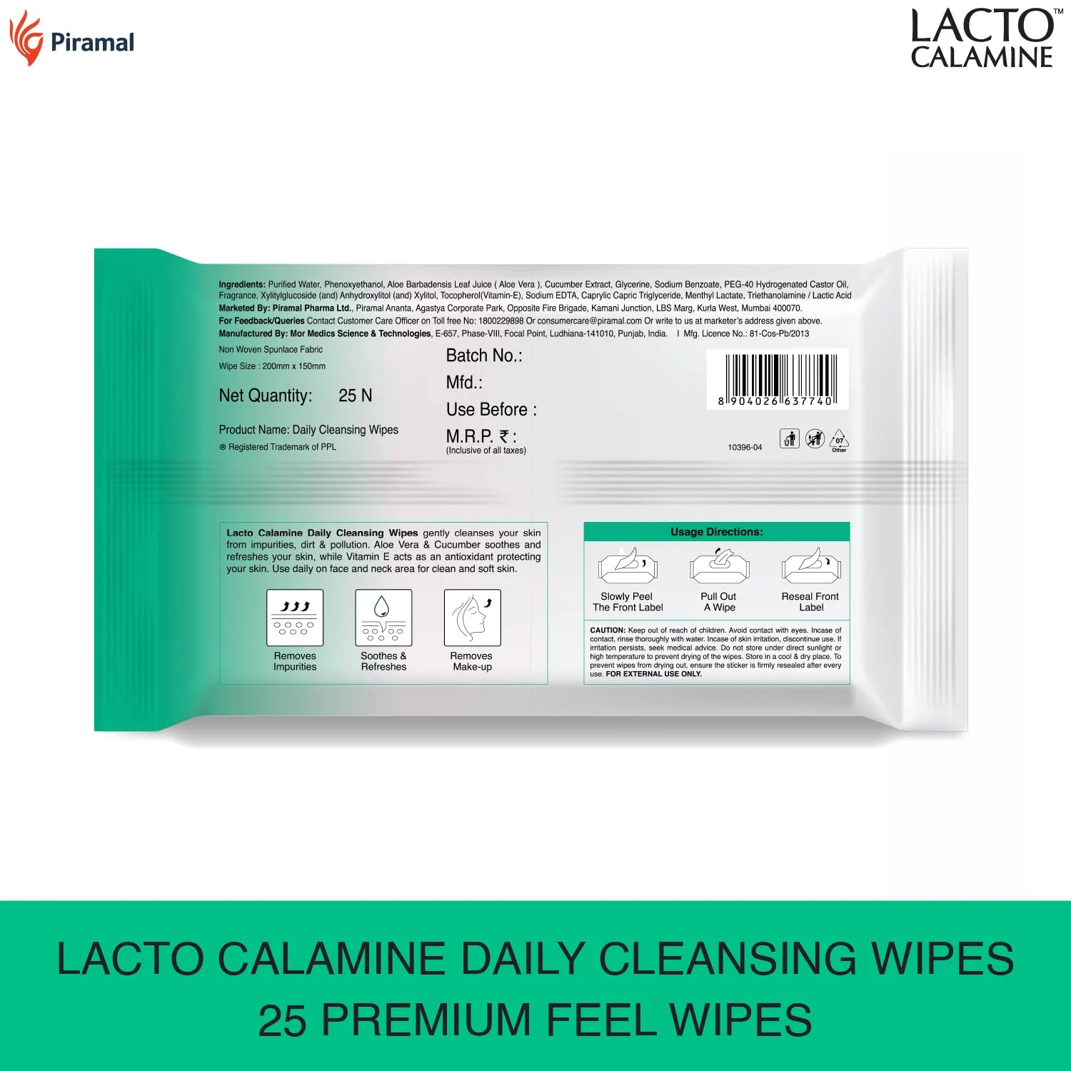 Lacto Calamine Daily Cleansing Wipes Aloe Vera - Image 12