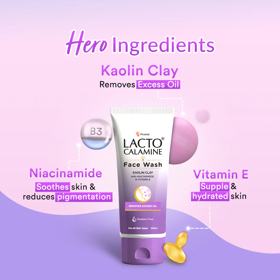 Lacto Calamine Face Wash For Oily Skin | Kaolin Clay, Niacinamide & Vitamin E | Facewash Reduces Excess Oil, Controls Pimples, Blackheads & Whiteheads | 100ml - Image 4