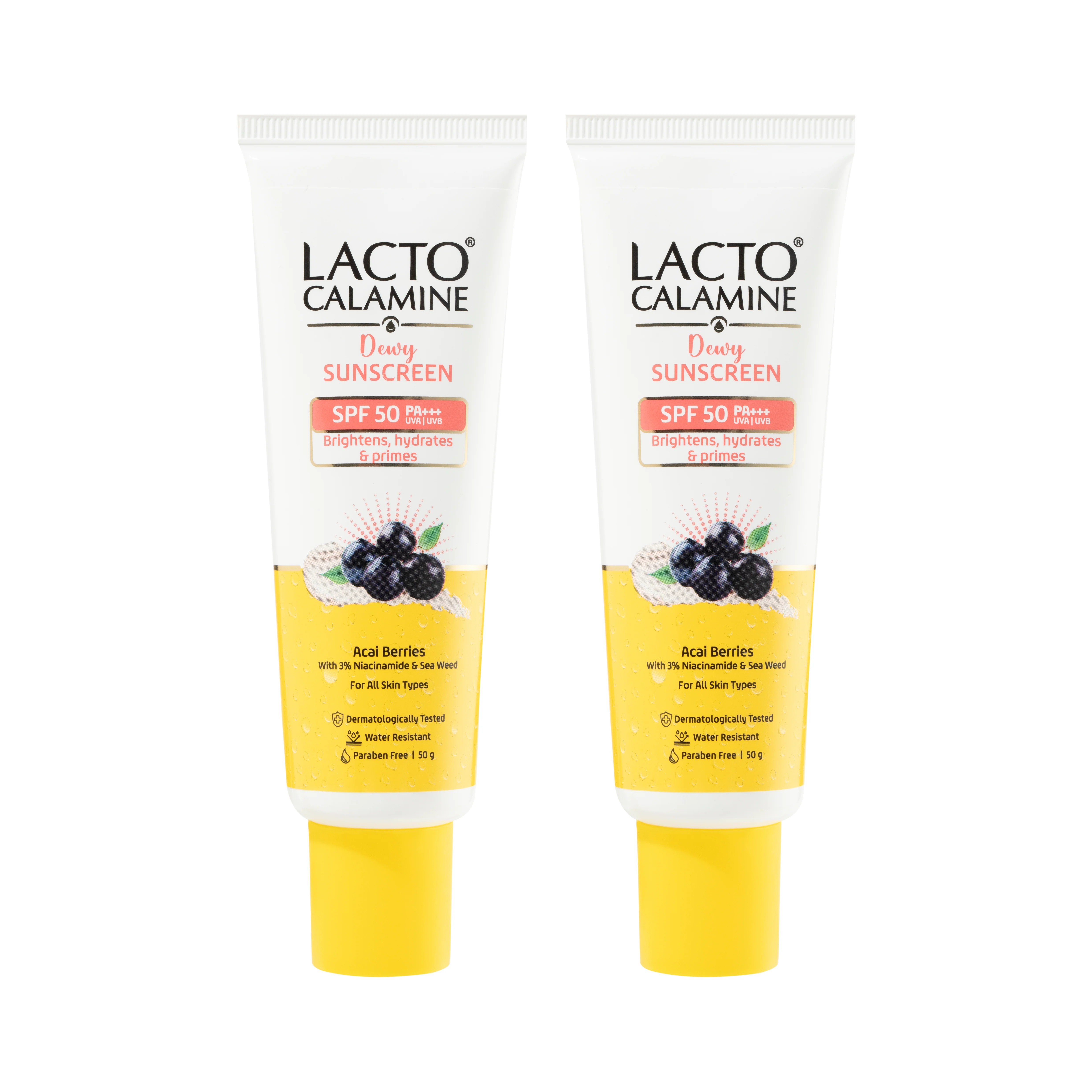 Lacto Calamine Dewy Sunscreen SPF 50 PA+++ | 50g | Water Resistant, No White Cast, UVA & UVB Protection | Sunscreen SPF50 + Primer | Acai Berries, Niacinamide & Watermelon | Dermatologically Tested - Image 10