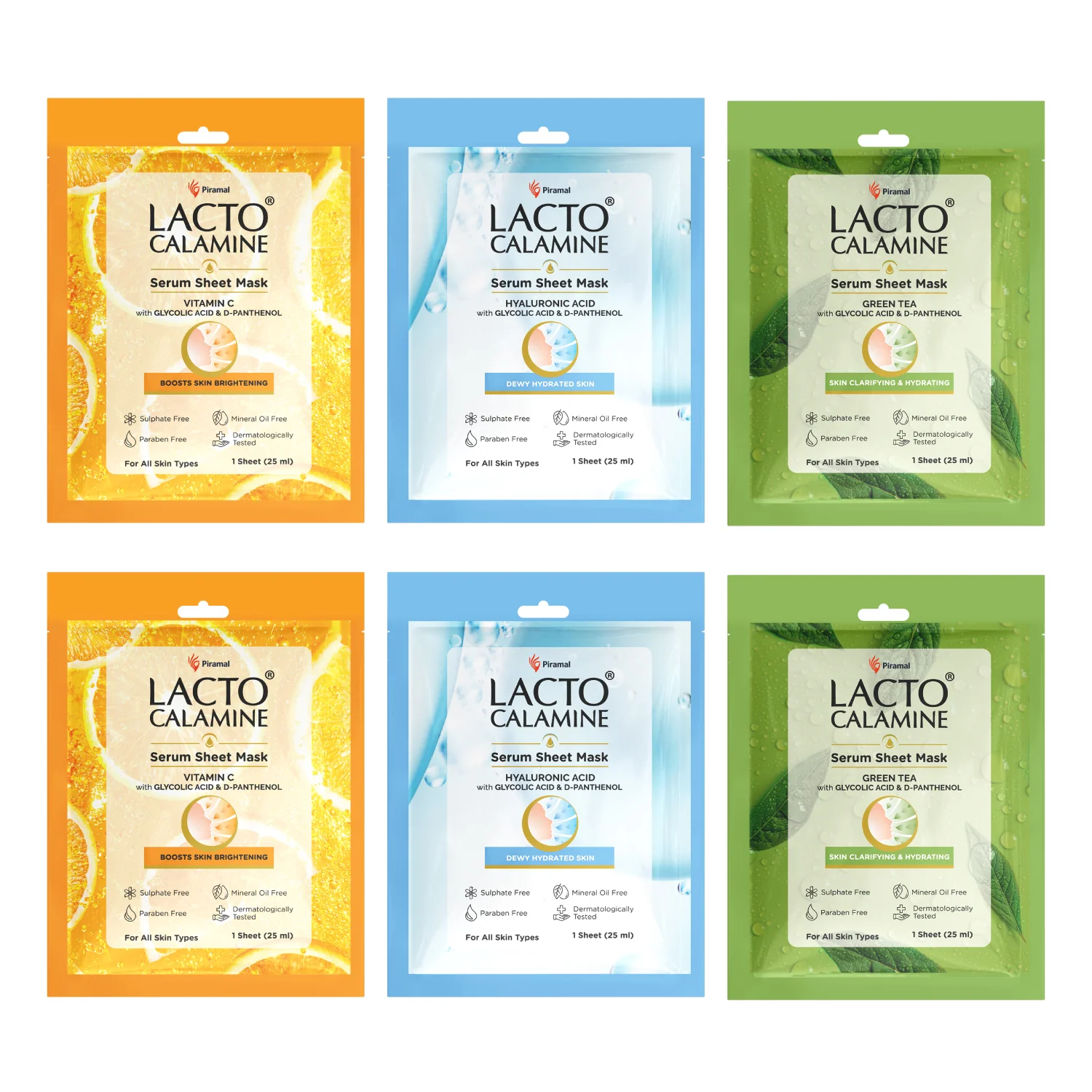 Lacto Calamine Face Sheet Masks | Combo Pack | Vitamin C, Hyaluronic Acid & Green Tea Face Sheet Masks | Brightening, Hydrating & Clarifiying | - Image 12