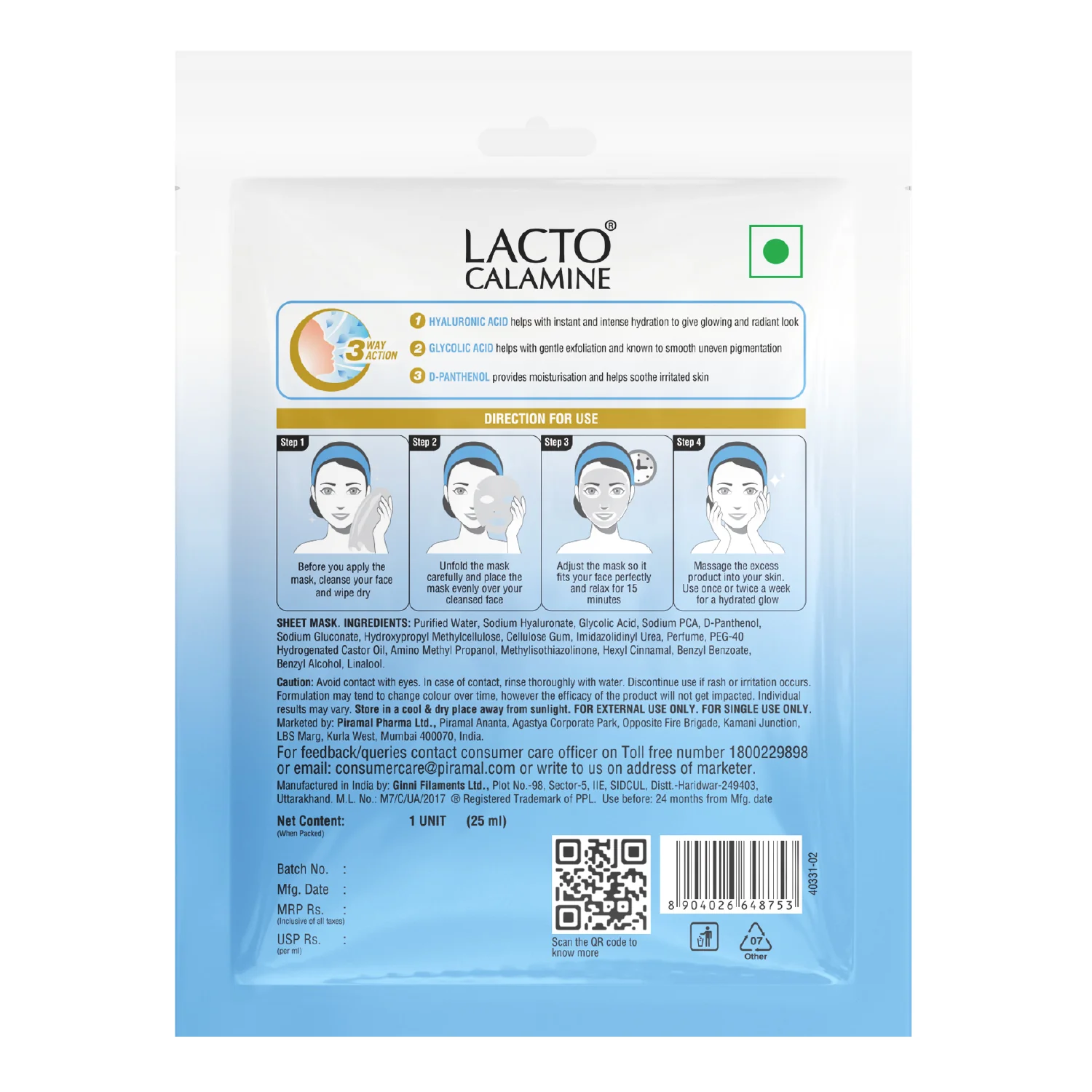 Lacto Calamine Face Sheet Masks | Combo Pack | Vitamin C, Hyaluronic Acid & Green Tea Face Sheet Masks | Brightening, Hydrating & Clarifiying | - Image 14