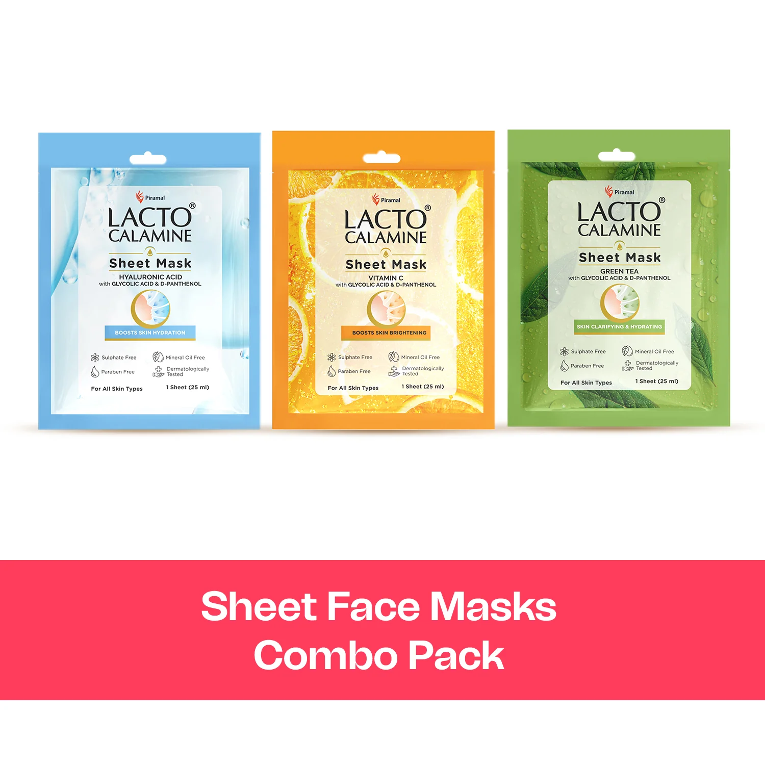 Lacto Calamine Face Sheet Masks | Combo Pack | Vitamin C, Hyaluronic Acid & Green Tea Face Sheet Masks | Brightening, Hydrating & Clarifiying | - Image 15