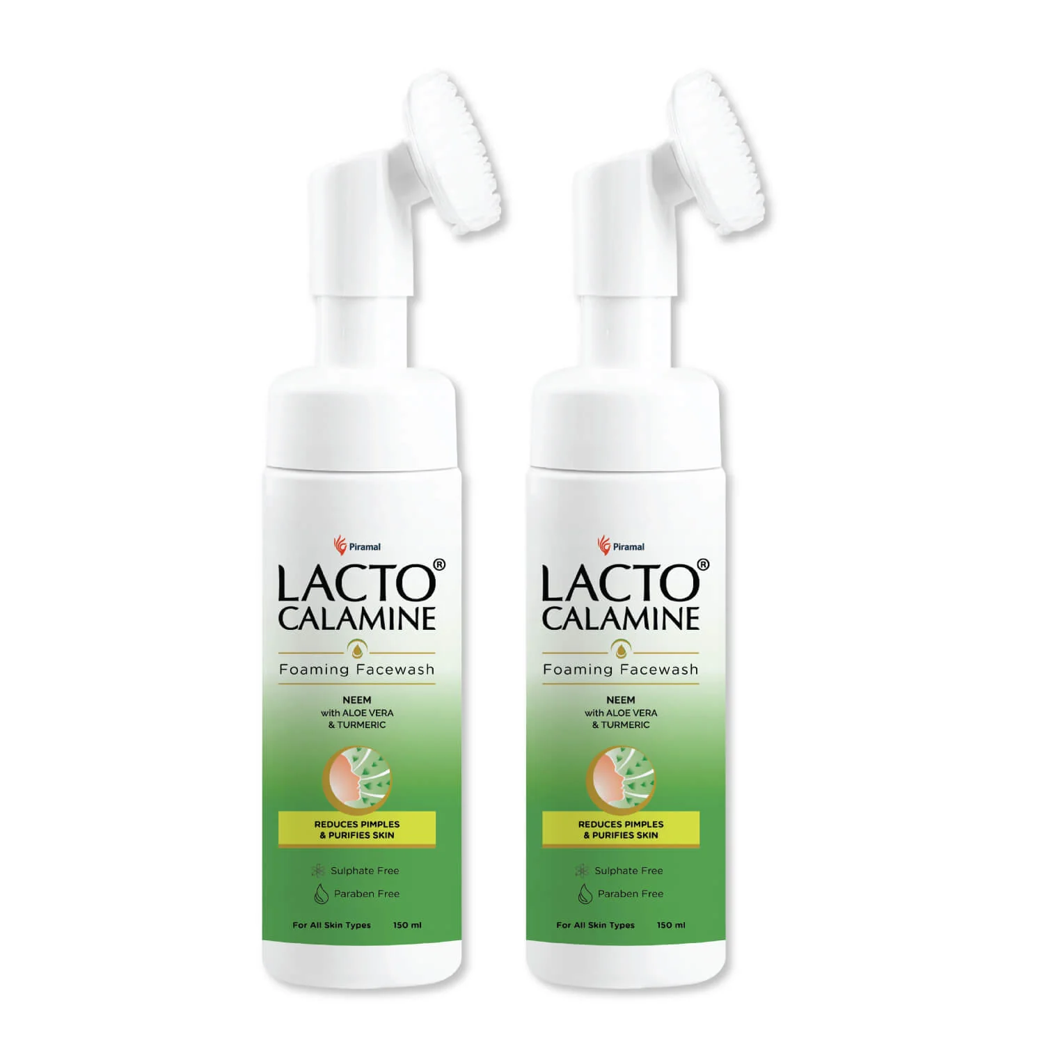 Lacto Calamine Neem Aloe Turmeric Foaming Face wash| Reduces pimples| Purifies skin| With Built-in foaming Brush|Sulphate free face wash|Paraben Free| 150 ml - Image 6