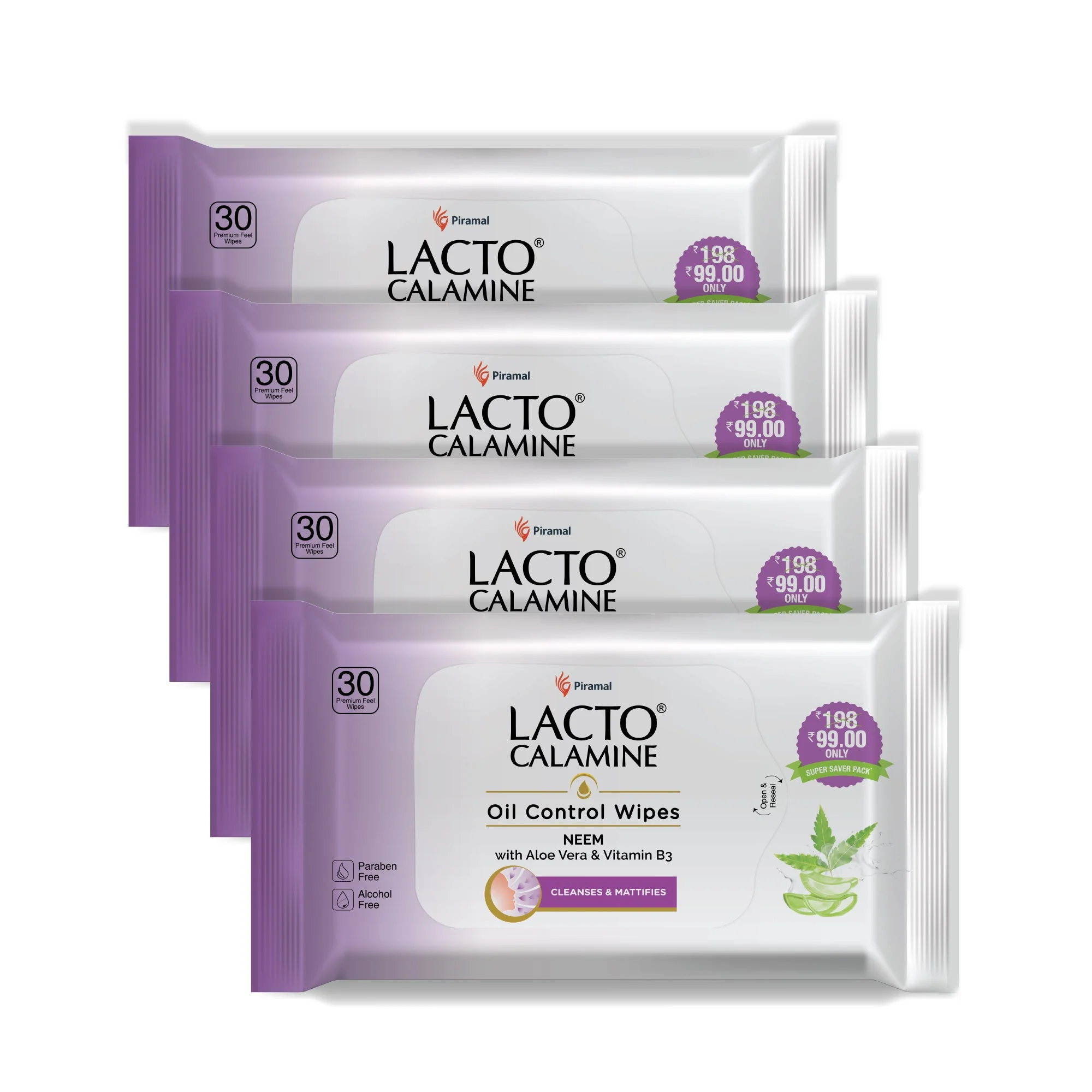 Lacto Calamine Oil Control Wipes (Pack of 3 - 30*3) - Image 4