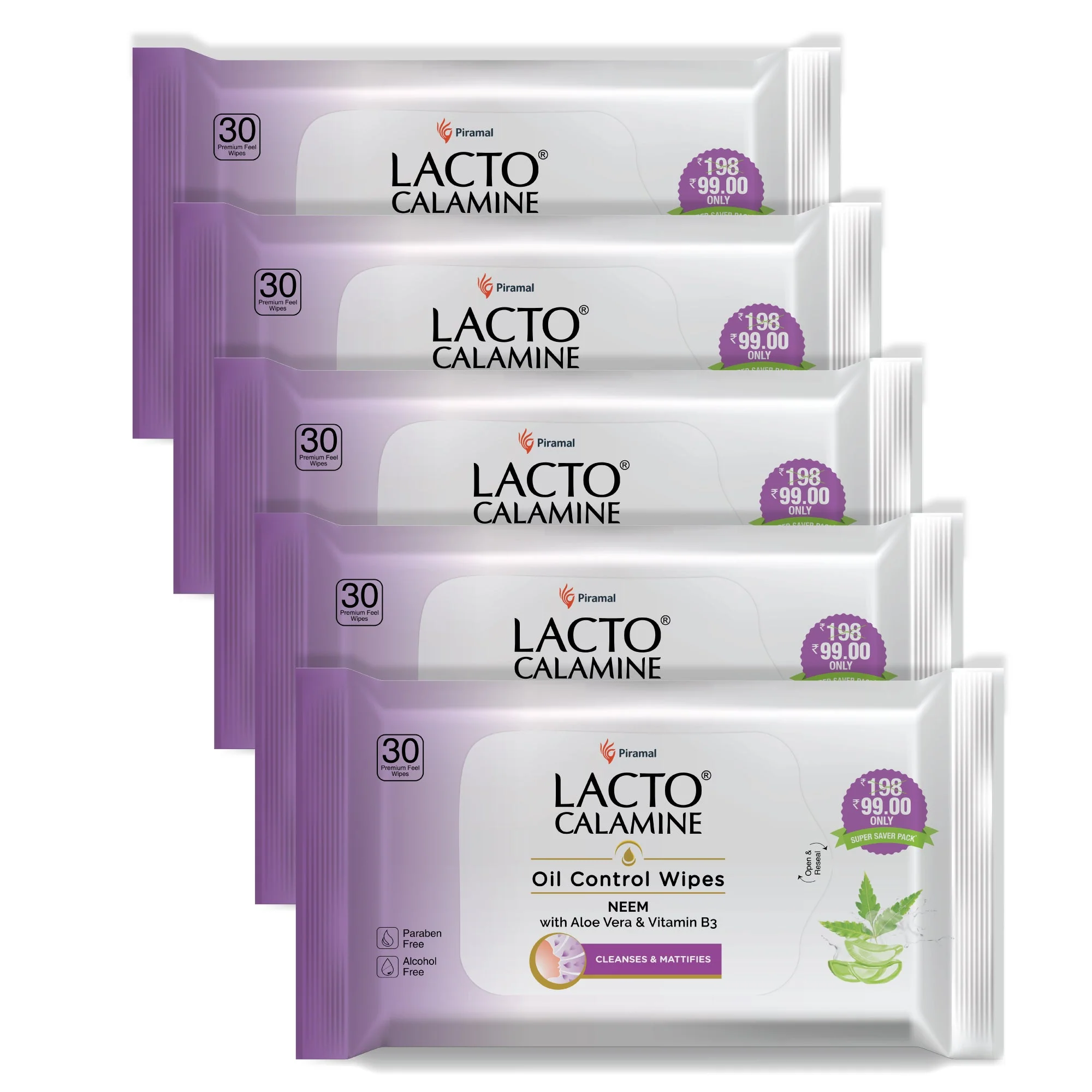 Lacto Calamine Oil Control Wipes (Pack of 3 - 30*3) - Image 5