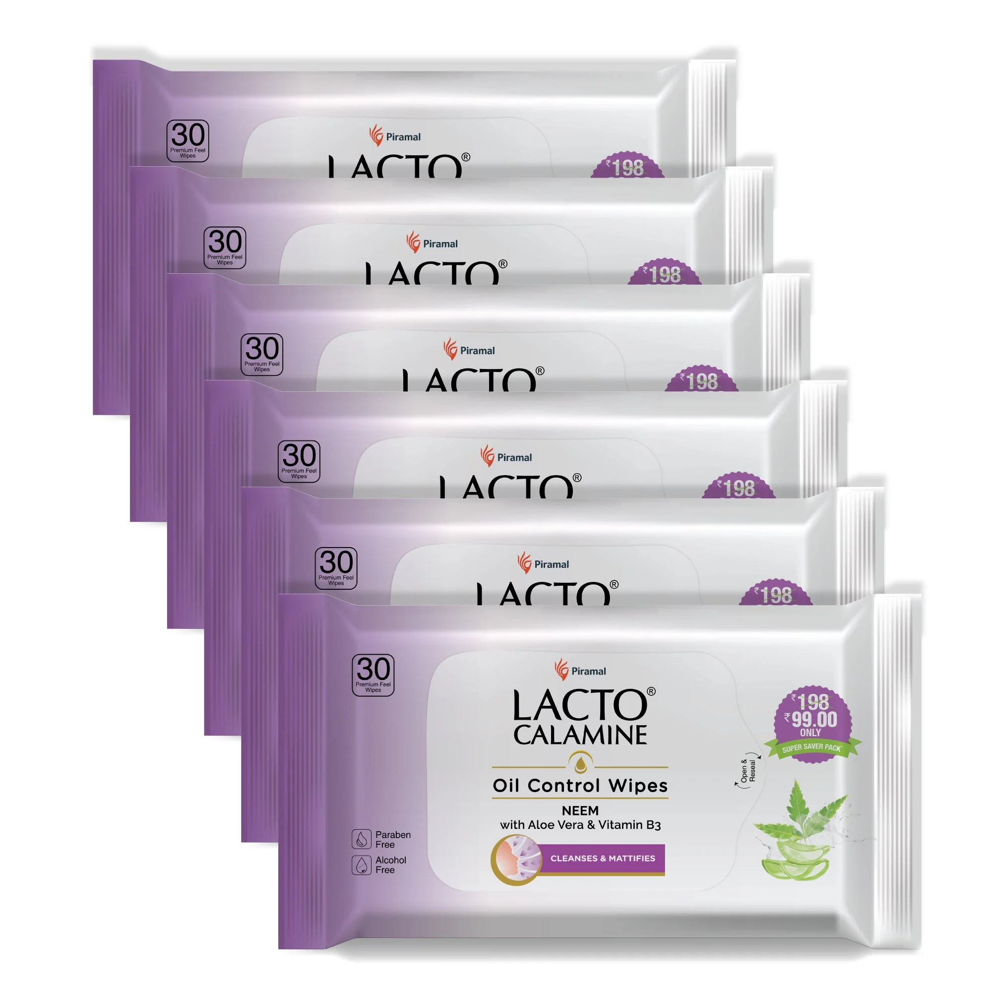 Lacto Calamine Oil Control Wipes (Pack of 3 - 30*3) - Image 6
