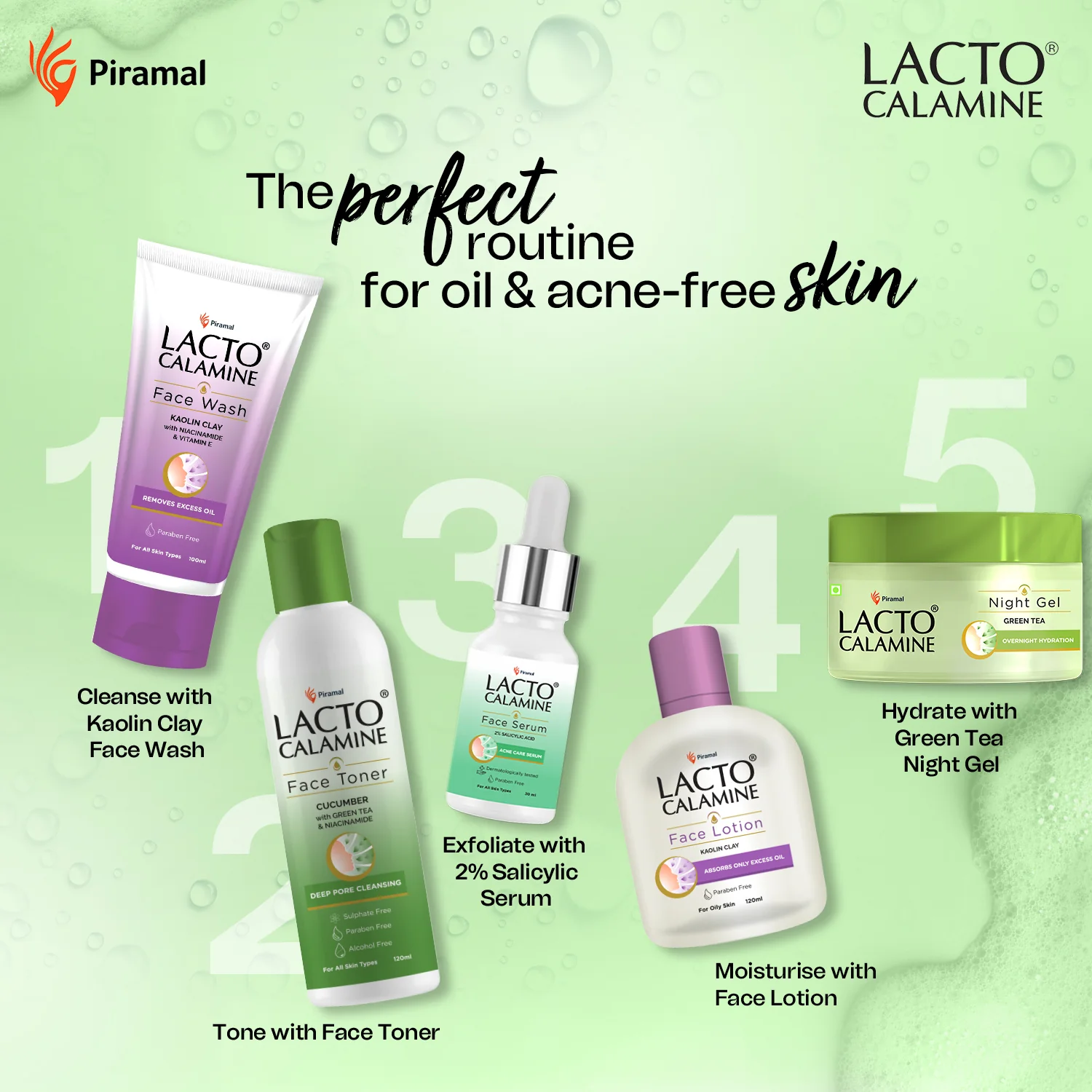 Lacto Calamine Pimple Care Complete Kit-Combo of 5 for Women | acne-care for Oily Skin | Toner, Lotion, Serum and Night Gel - Image 3