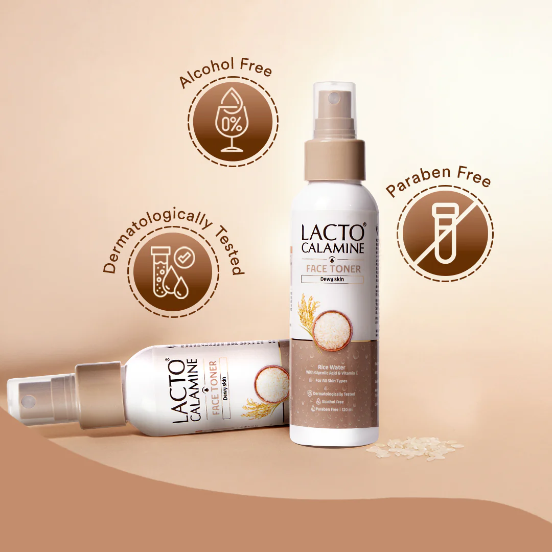 Lacto Calamine Rice Toner | 120ml | Rice Water Toner Korean Skincare for Glass Skin with Vitamin C, Glycolic Acid, Niacinamide | Face Toner for All Skin Types | Dermatologically Tested | Alcohol free - Image 4