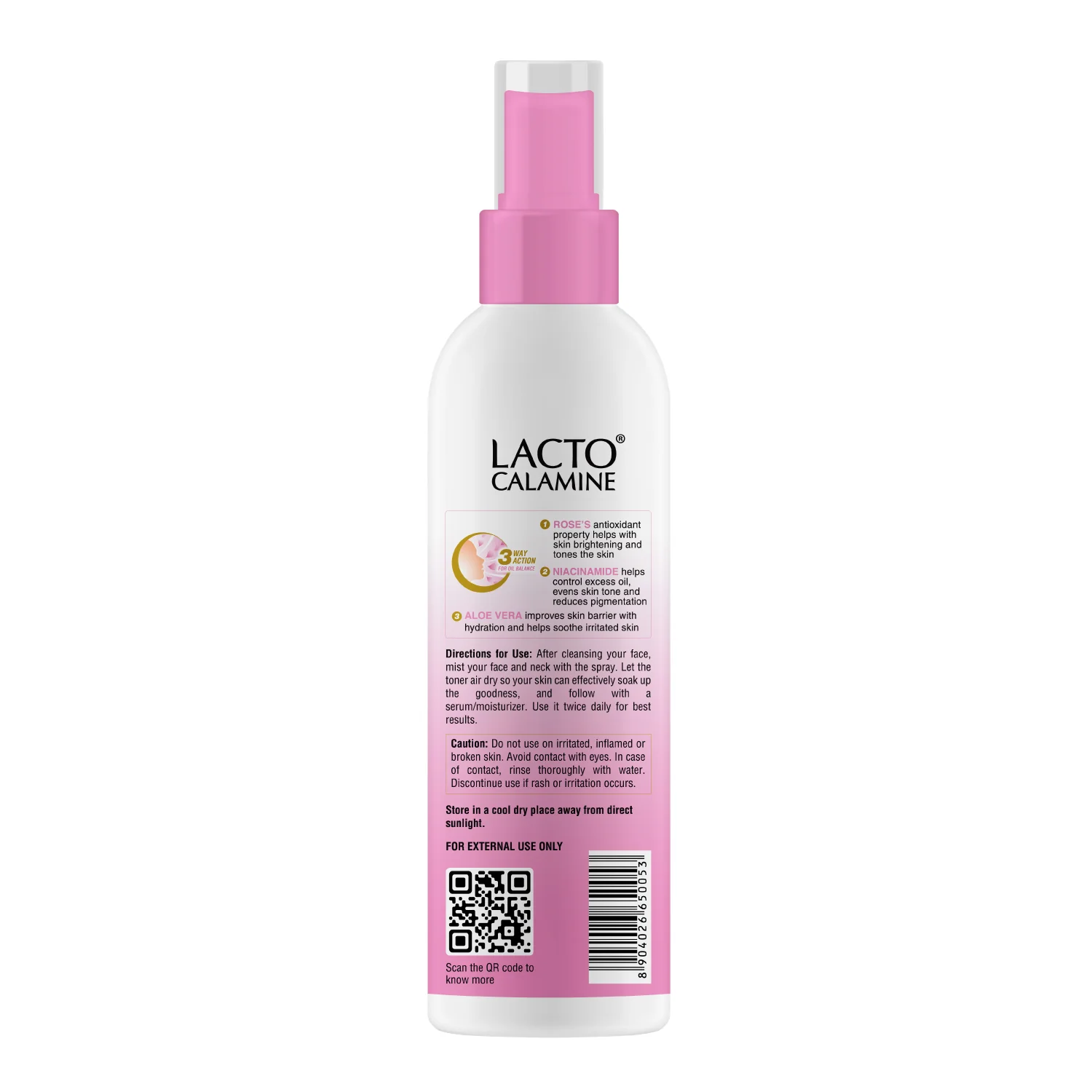Lacto Calamine Rose Water Toner For Glowing Skin | Gulab Jal Face Toner | Rosewater with Aloe Vera & 2% Niacinamide | Cleanses, Hydrates & Moisturises Skin | No Sulphate, Alcohol, & Parabens | 120ml - Image 8