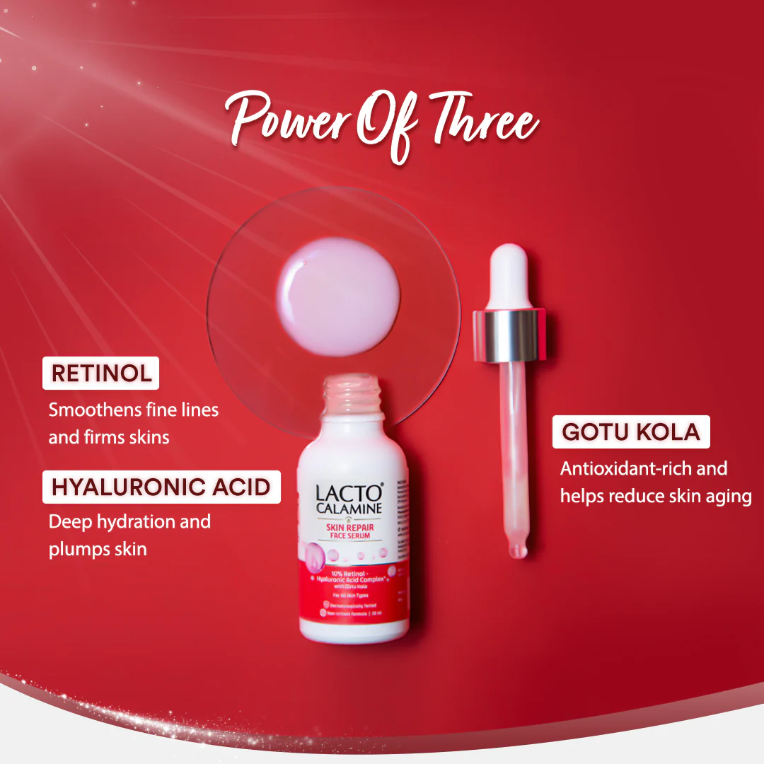 Lacto Calamine Skin Repair Retinol Face Serum | 30ml | 10% Retinol + Hyaluronic Acid Serum for Face | Gotu Kola | Oily Skin | Dermatologically Tested - Image 6