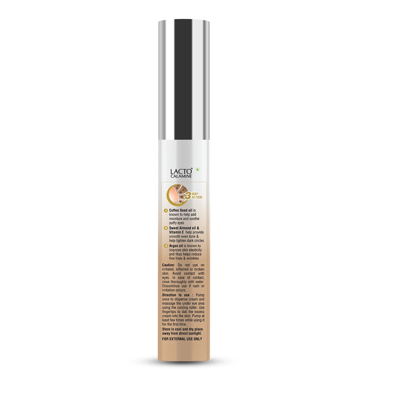 Lacto Calamine Under Eye Cream For Dark Circles for Women & Men | Fine Lines & Puffy Eyes With Cooling Massage Roller | With Coffee Oil, Multi-Peptides, Niacinamide, & Vitamin E | 15g - Image 9