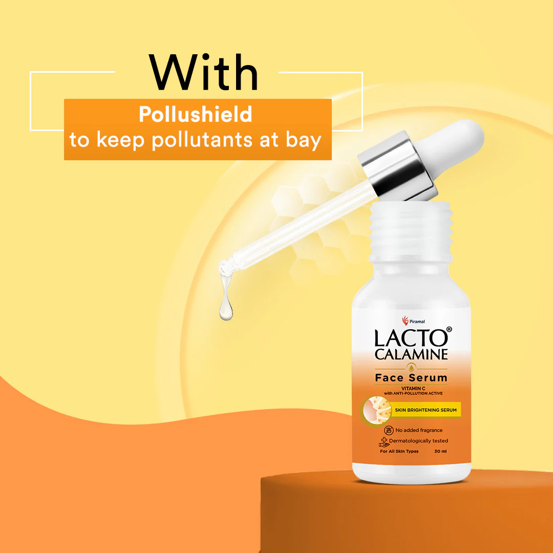 Lacto Calamine Vitamin C Face Serum For Glowing Skin With Niacinamide | Helps In Dark Spots Reduction & Provides Moisturization | Pollushield, Vitamin E, B3 & B5 | 30ml - Image 5