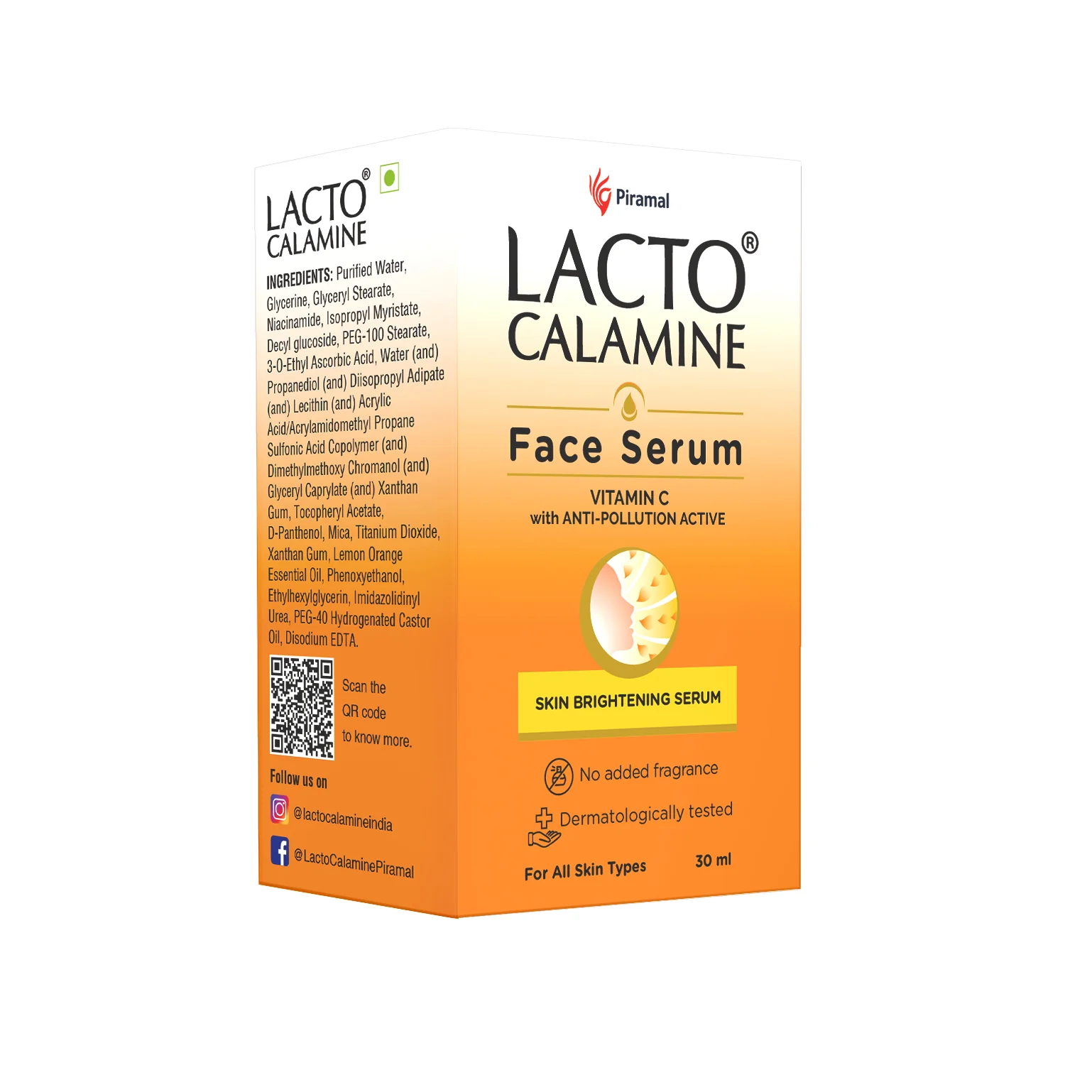 Lacto Calamine Vitamin C Face Serum For Glowing Skin With Niacinamide | Helps In Dark Spots Reduction & Provides Moisturization | Pollushield, Vitamin E, B3 & B5 | 30ml - Image 9