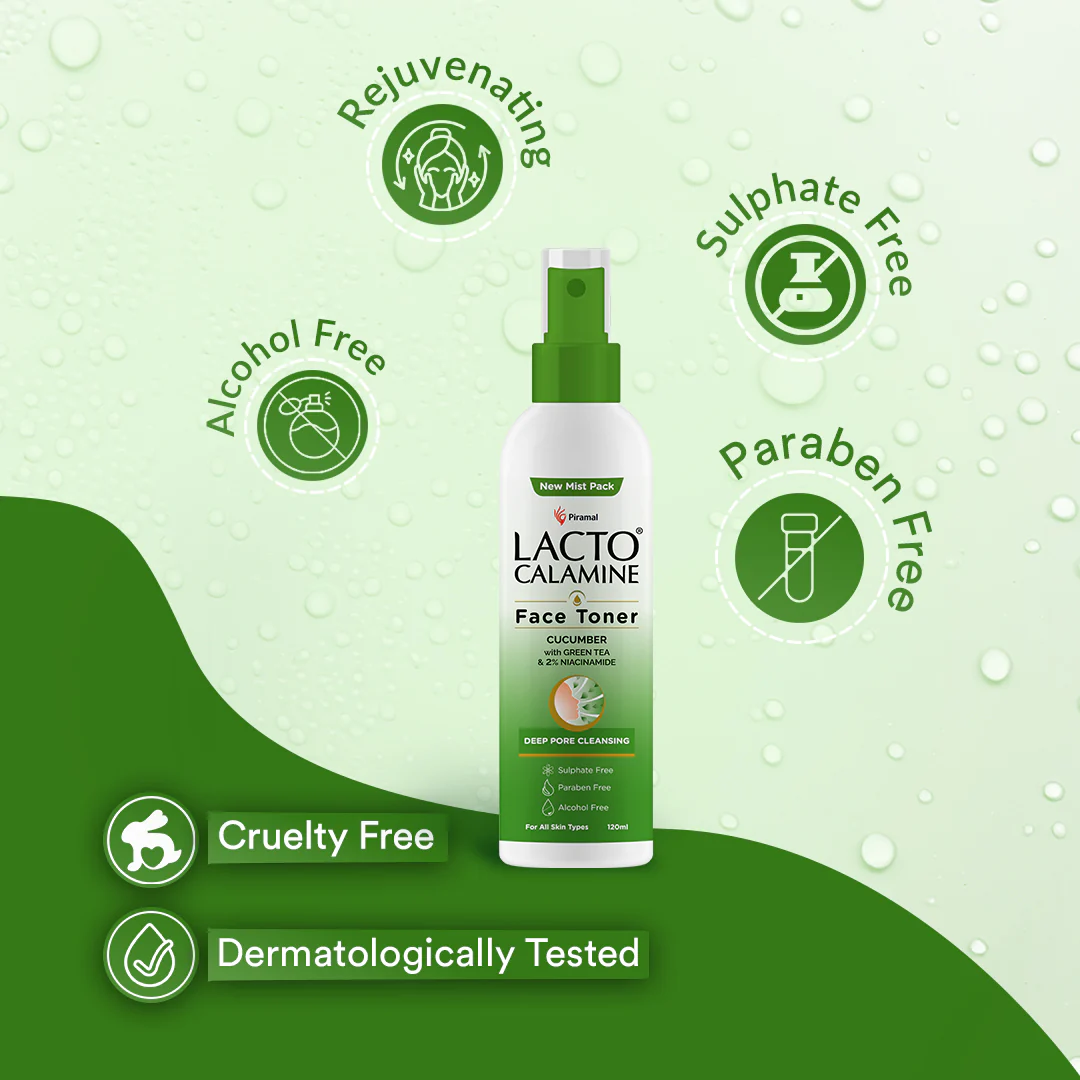 Lacto Calamine Face Toner With Cucumber | Deep Pore Cleansing | Open Pores Tightening with Green Tea & Niacinamide For Cool & Hydrated Skin | No Sulphate, No Alcohol, No Parabens | 120ml - Image 4