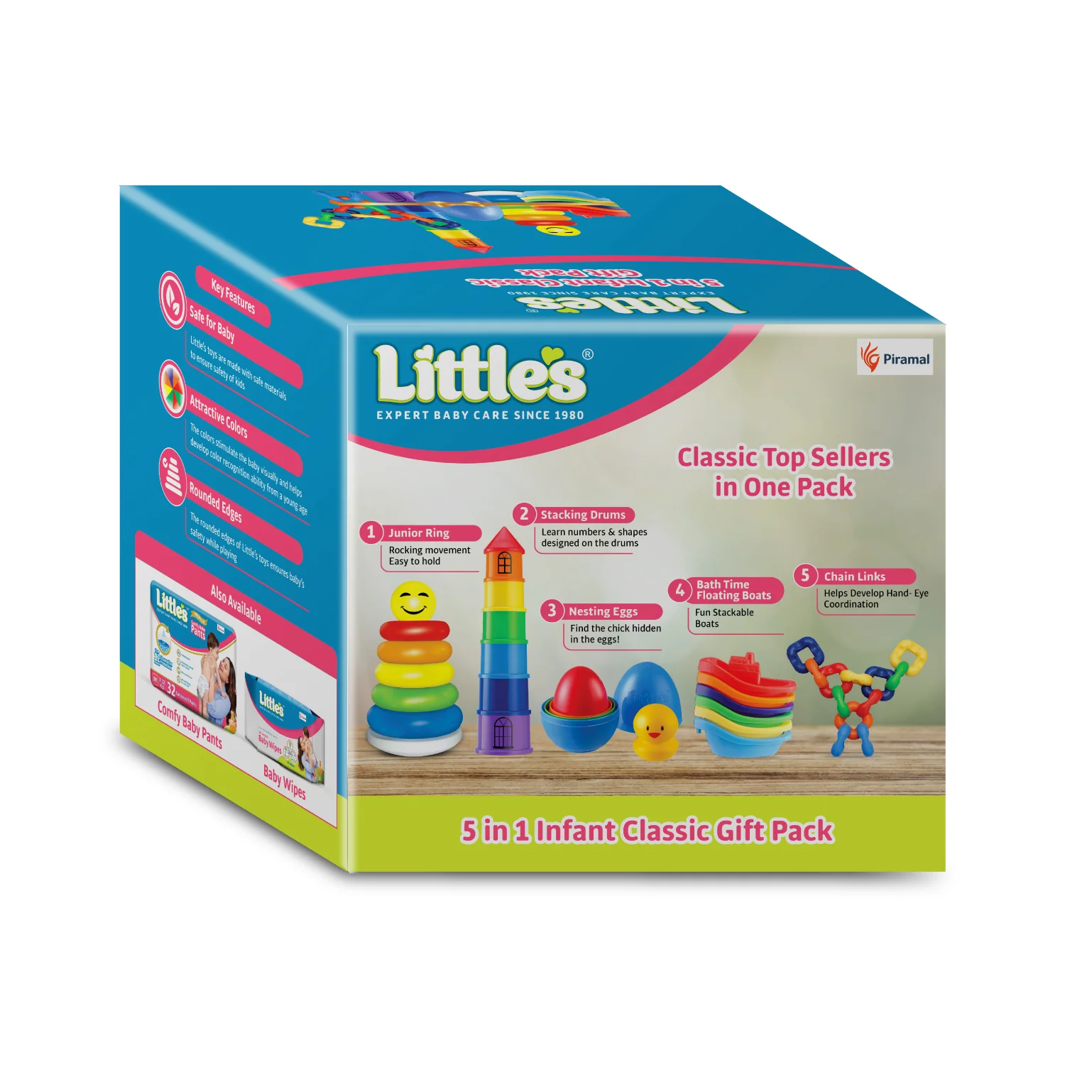 Little's 5 in 1 Infant Classic Gift Pack | Activity & Learning Toys for Babies | Multicolour | Infant & Preschool Toys | Develops fine motor skills & reasoning skills | 5 months and above - Image 2