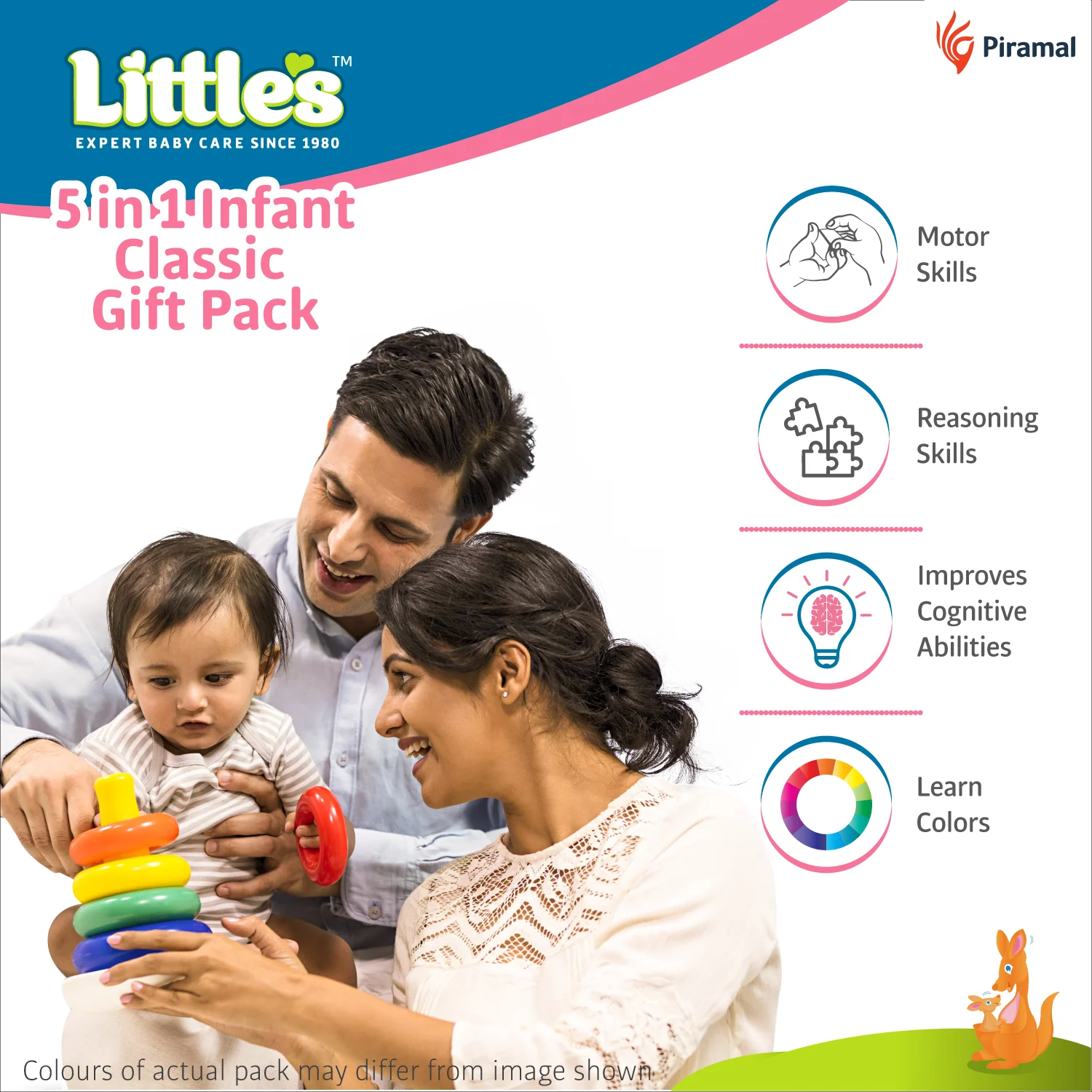Little's 5 in 1 Infant Classic Gift Pack | Activity & Learning Toys for Babies | Multicolour | Infant & Preschool Toys | Develops fine motor skills & reasoning skills | 5 months and above - Image 4