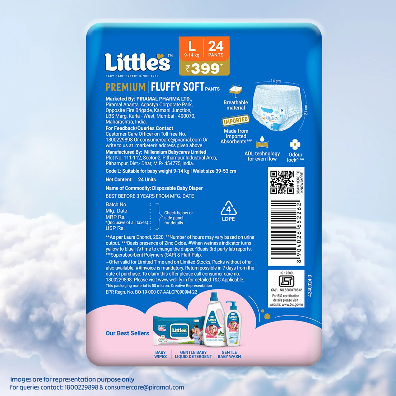 Little's Baby Diaper Pants Style | Pack of 1 | Fluffy Soft Baby Diapers | Fluffy Soft Belt | 12 Hours Absorption | Anti-Rash Formula | ADL Technology | Wetness Indicator | Leakage Guard | No Nasties - Image 14
