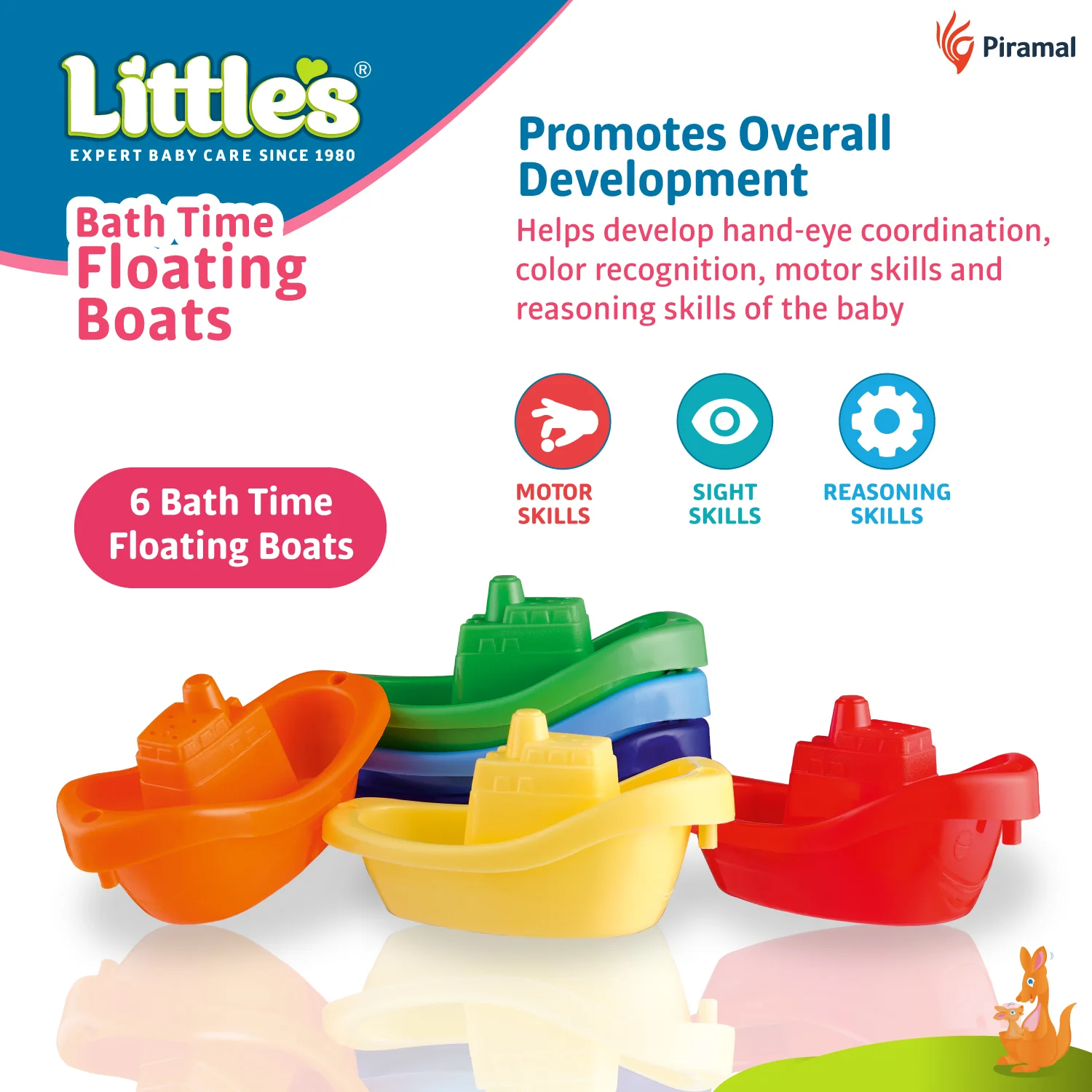 Little’s Bath Time Floating Boats l Bath Toy for babies l Educational & Developmental Toys I Infant & Preschool Toys I 6 pieces, Multi-color - Image 3