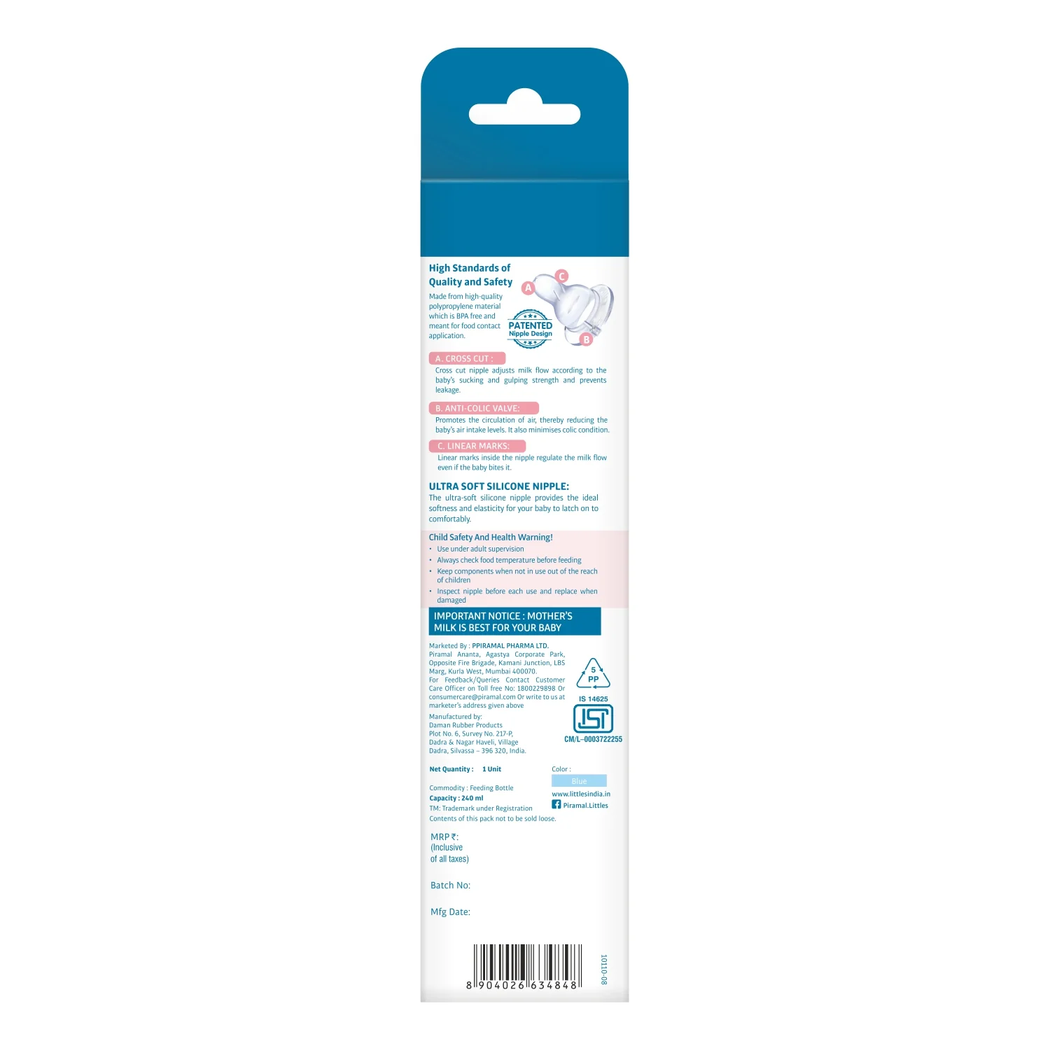 Littles Classic Maxi Feeding Bottle | Patented Nipple Design- 240 ml - Image 9