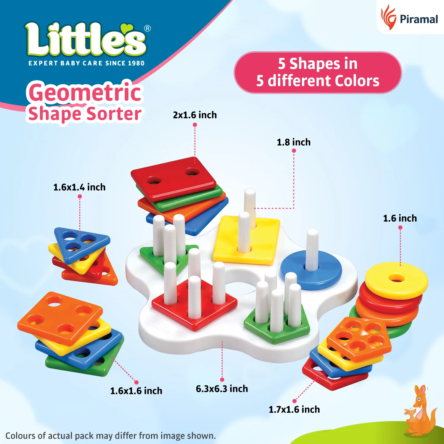 Little's Geometric Shape Sorter | Kids Toys for 2 - 5 years | Enhances Sensory Development - Image 2