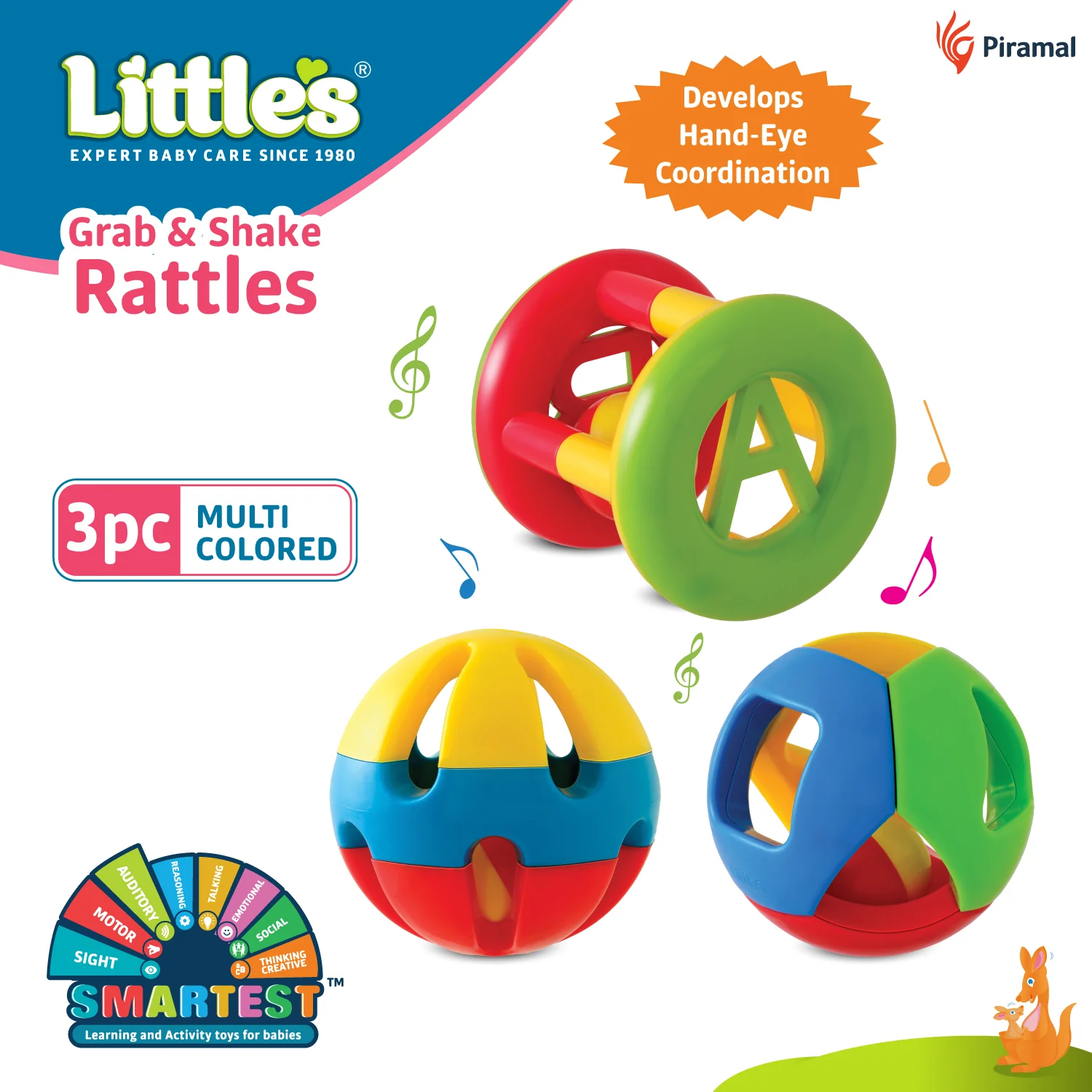 Little's Grab & Shake Rattles I Educational & Developmental Toys for Babies I Infant & Preschool Toys I 3 pieces, Multi-color - Image 4