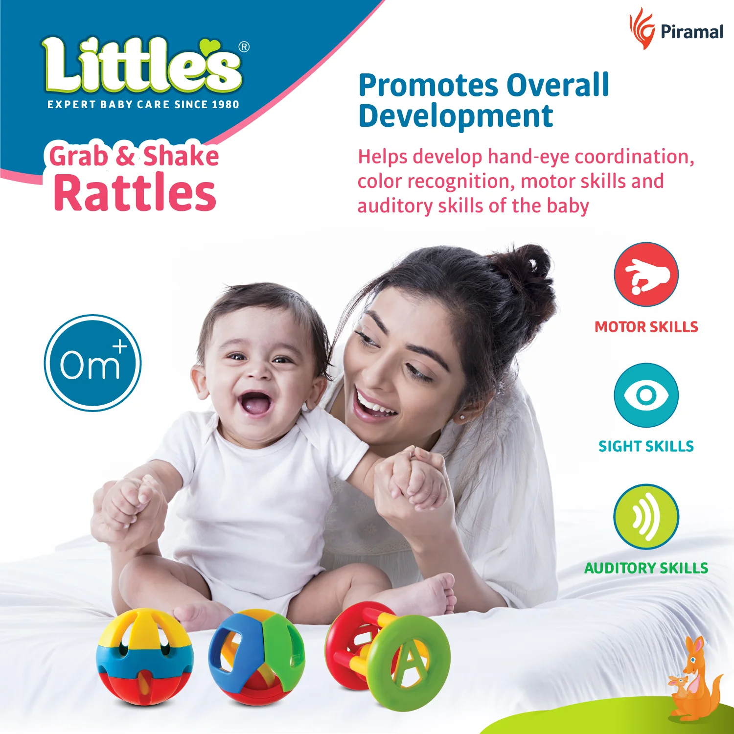 Little's Grab & Shake Rattles I Educational & Developmental Toys for Babies I Infant & Preschool Toys I 3 pieces, Multi-color - Image 5