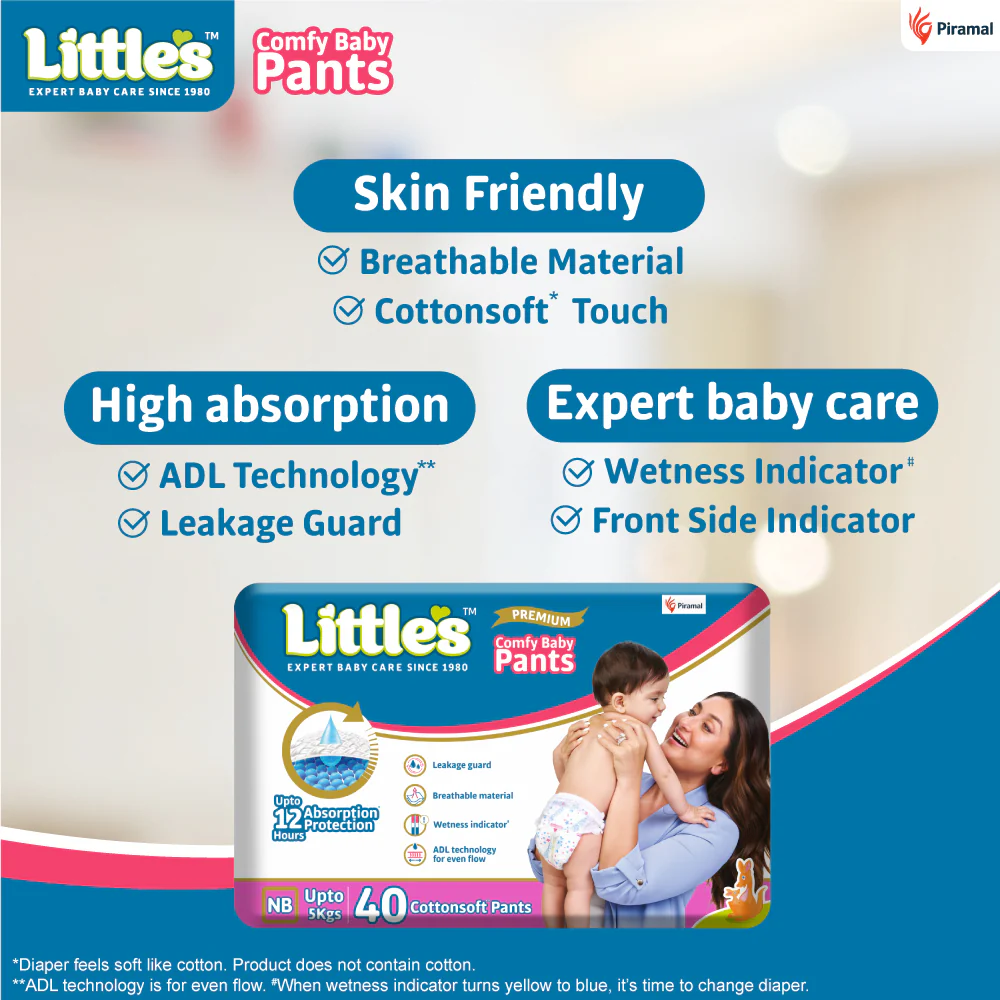 Little's New Born Gift Combo (Comfy Baby Pants | New Born I Jumbo Pack of 1, Soft Cleansing Baby Wipes Lid Pack of 1 | Contains Aloe Vera & Jojoba Oil -80 Wipes, Soft baby Ball, Junior Ring I Toys for Babies, Easy Dry Bed Protector Pink) - Image 2