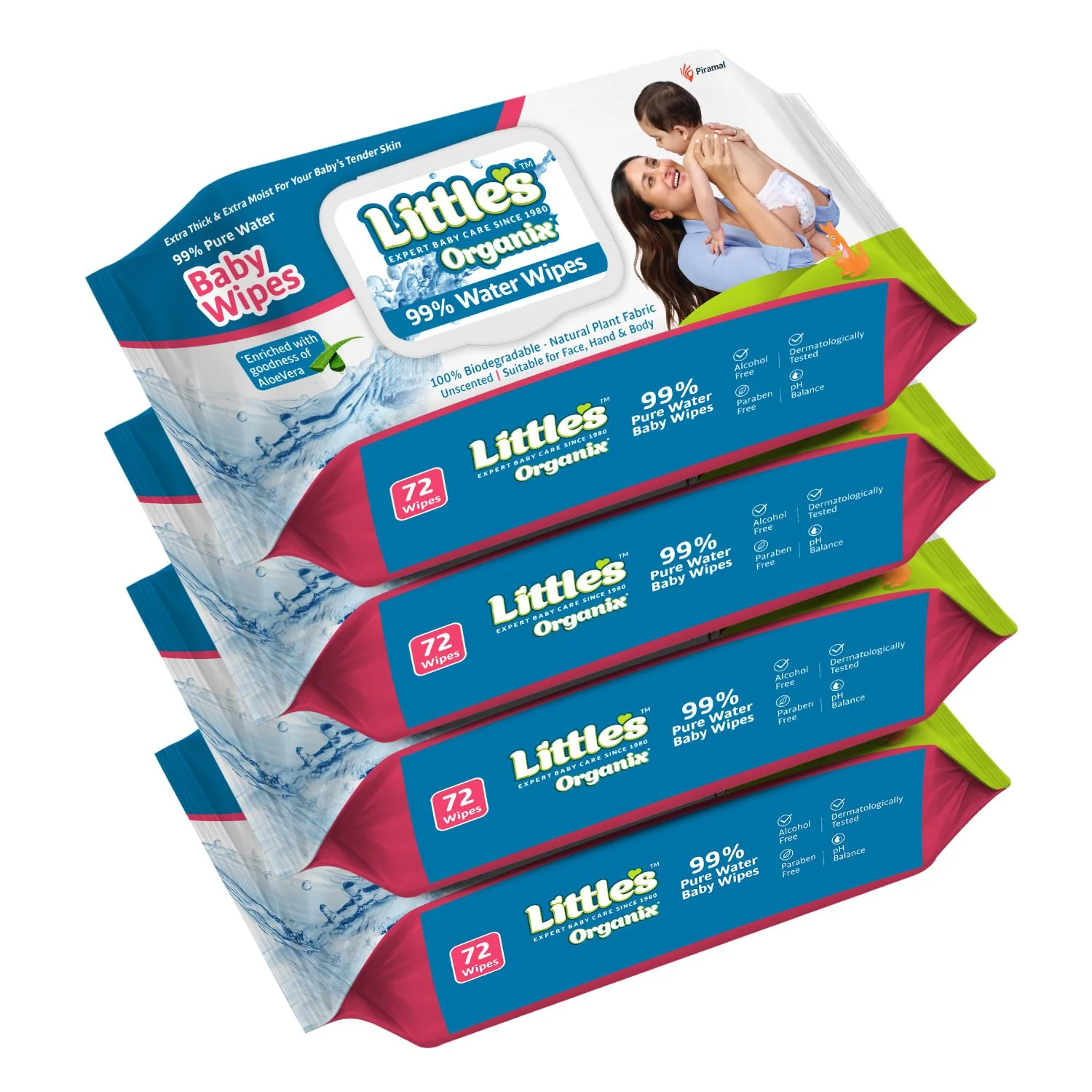 Little's Organix 99% Pure Water (Unscented) Baby Wipes, Natural Plant Fabric – Extra Thick Wipes, 100% Biodegradable, and Enriched with the goodness of Aloe Vera, Jojoba Oil and Vitamin E, 72 Wipes - Image 9