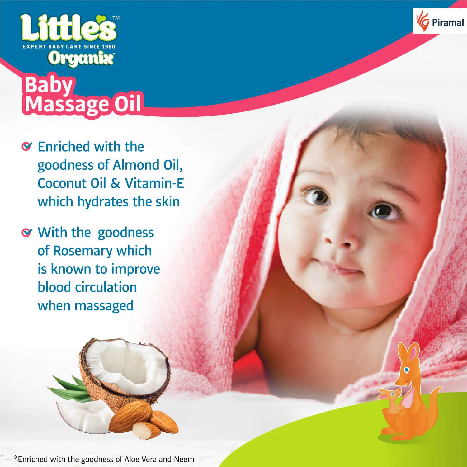 Little's Organix Baby Massage Oil with Natural Almond Oil, Vitamin E, Rosemary & Coconut Oil for Baby Massage | Clinically & Dermatologically Tested | Non-sticky Baby Oil for New Born | 200ml - Image 4