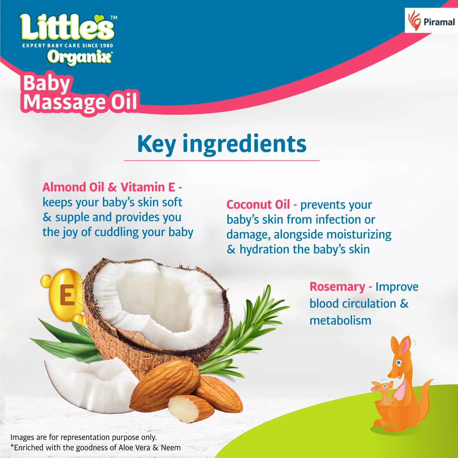 Little's Organix Baby Massage Oil with Natural Almond Oil, Vitamin E, Rosemary & Coconut Oil for Baby Massage | Clinically & Dermatologically Tested | Non-sticky Baby Oil for New Born | 200ml - Image 5