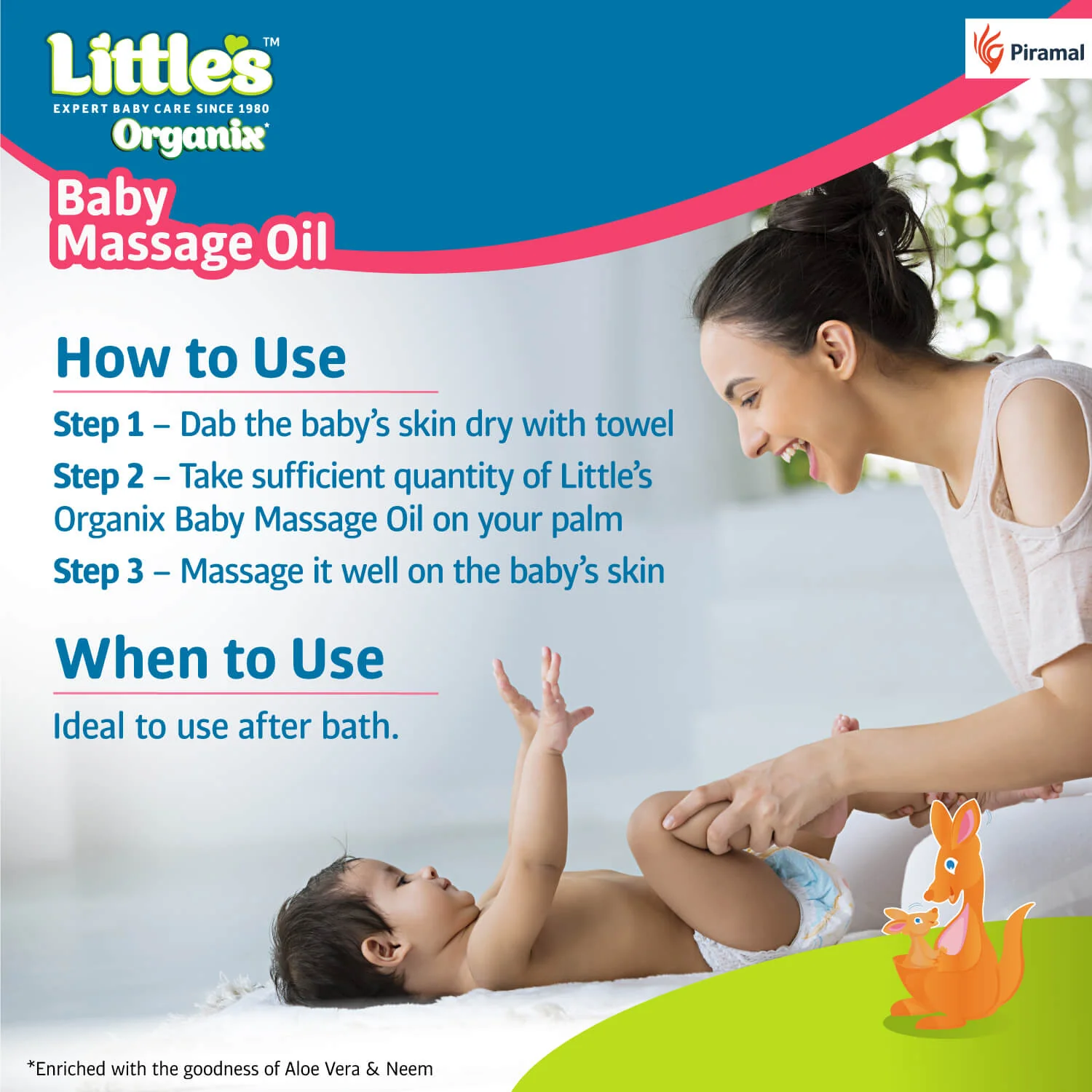 Little's Organix Baby Massage Oil with Natural Almond Oil, Vitamin E, Rosemary & Coconut Oil for Baby Massage | Clinically & Dermatologically Tested | Non-sticky Baby Oil for New Born | 200ml - Image 6