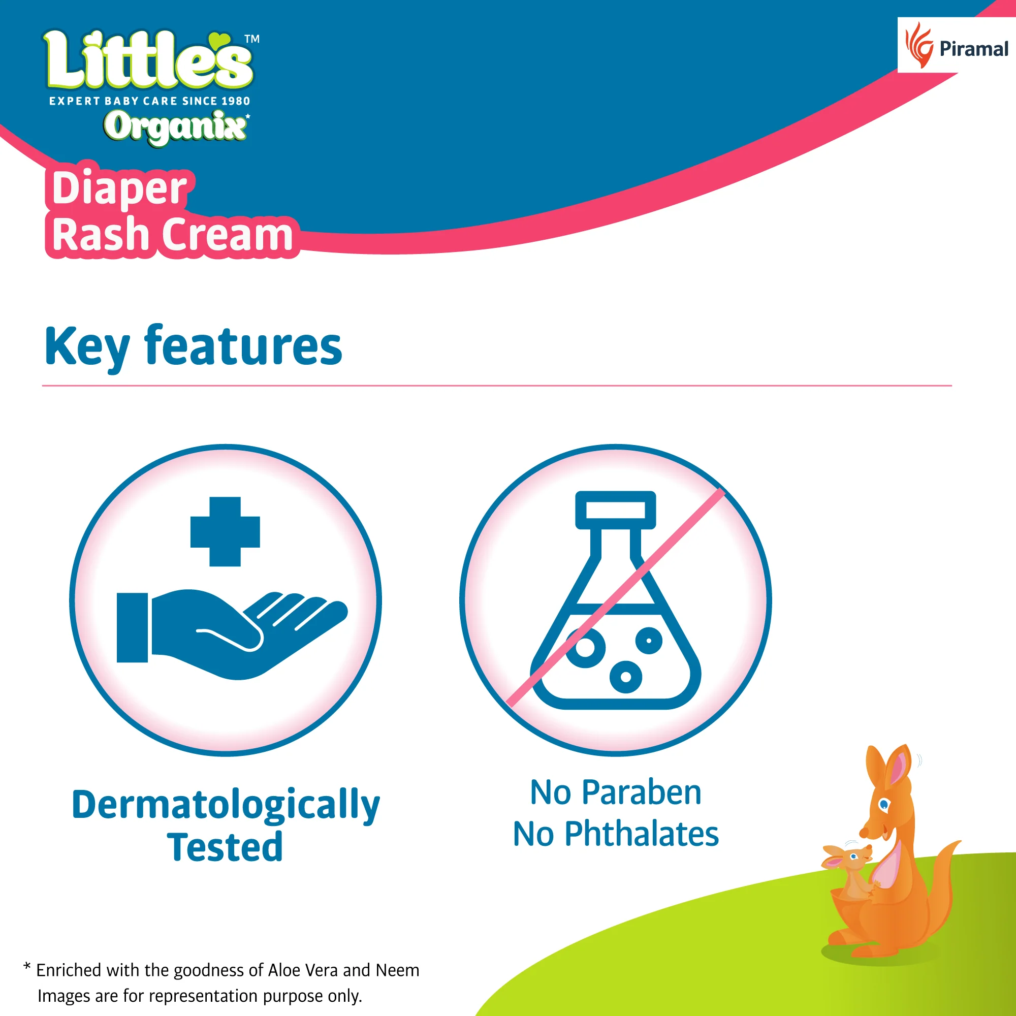 Little's Organix Diaper Rash Cream, with Organic Ingredients (Aloe Vera and Neem extract), Dermatologically Tested, White 50g - Image 5