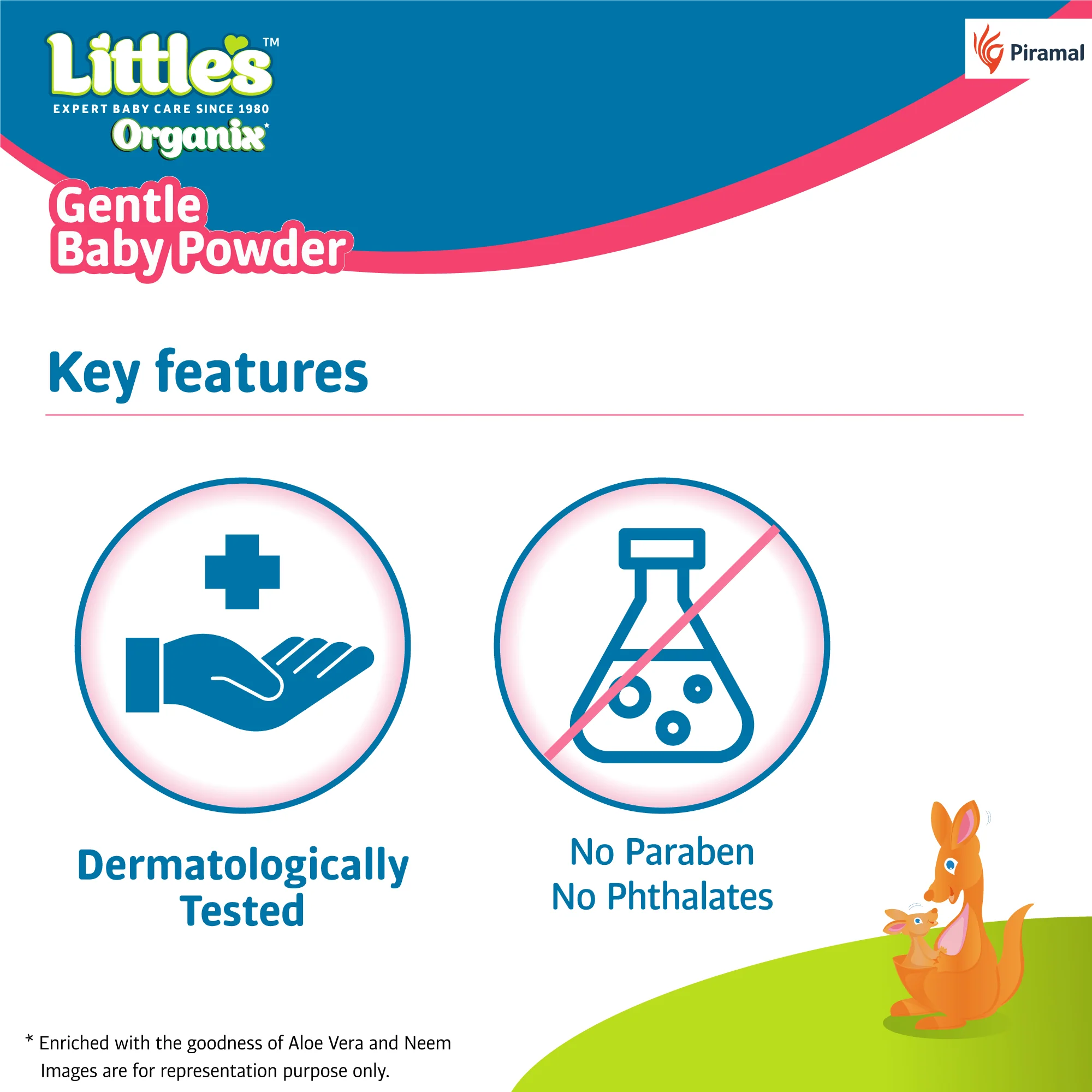 Little's Organix Gentle Baby Powder I Enriched with Organic Ingredients - Neem & Aloe Vera extracts I Free from Parabens & Phthalates, 400g - Image 5