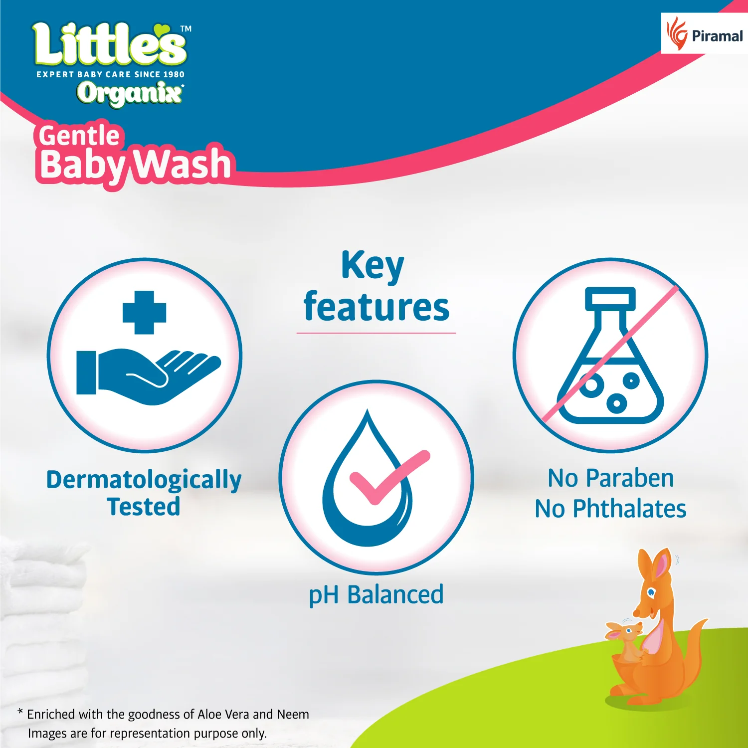 Little's Organix Gentle Baby Wash 400ml - Pump Pack | Dermatologically tested | Baby Body Wash with Organic Aloe Vera & Neem | All skin types - Image 6