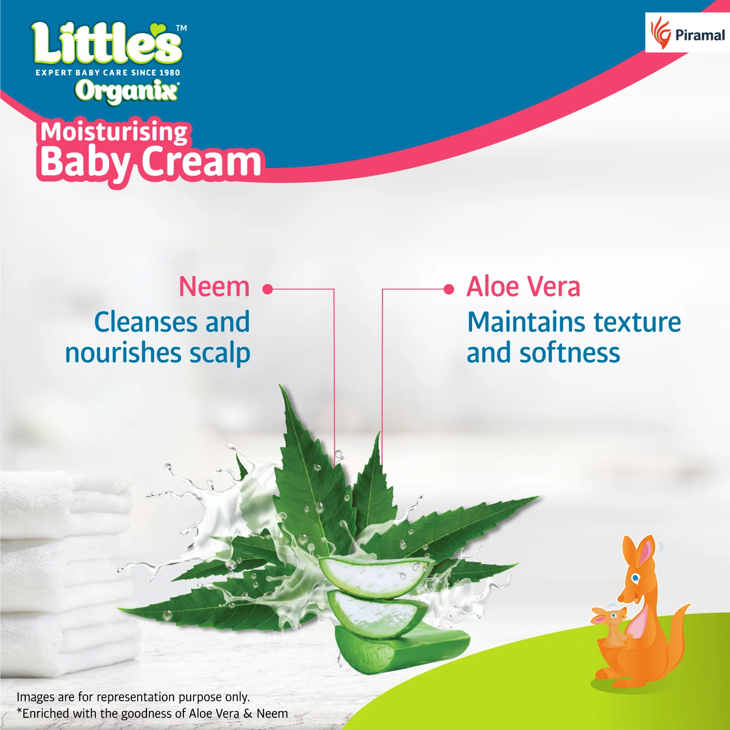 Little's Organix Moisturising Baby Cream 200g | Dermatologically tested | With Organic Aloe Vera & Neem | All skin types | Moisturizes and soothes Dry skin | Non- sticky & light formulation - Image 4