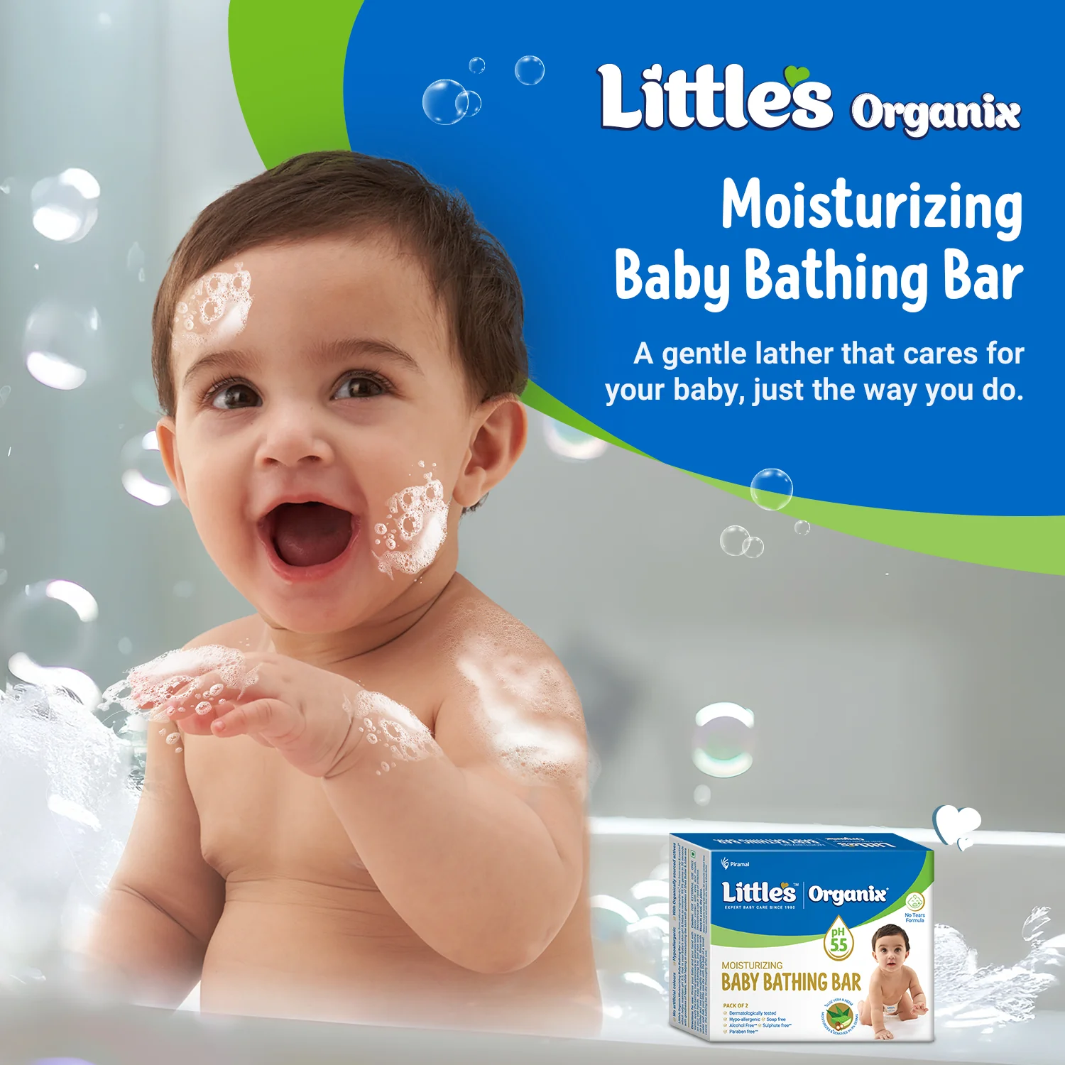 Little’s Organix Baby Bathing Bar Soap Free, Tear Free with Shea Butter, Aloe Vera & Neem for Soft Skin - Image 3