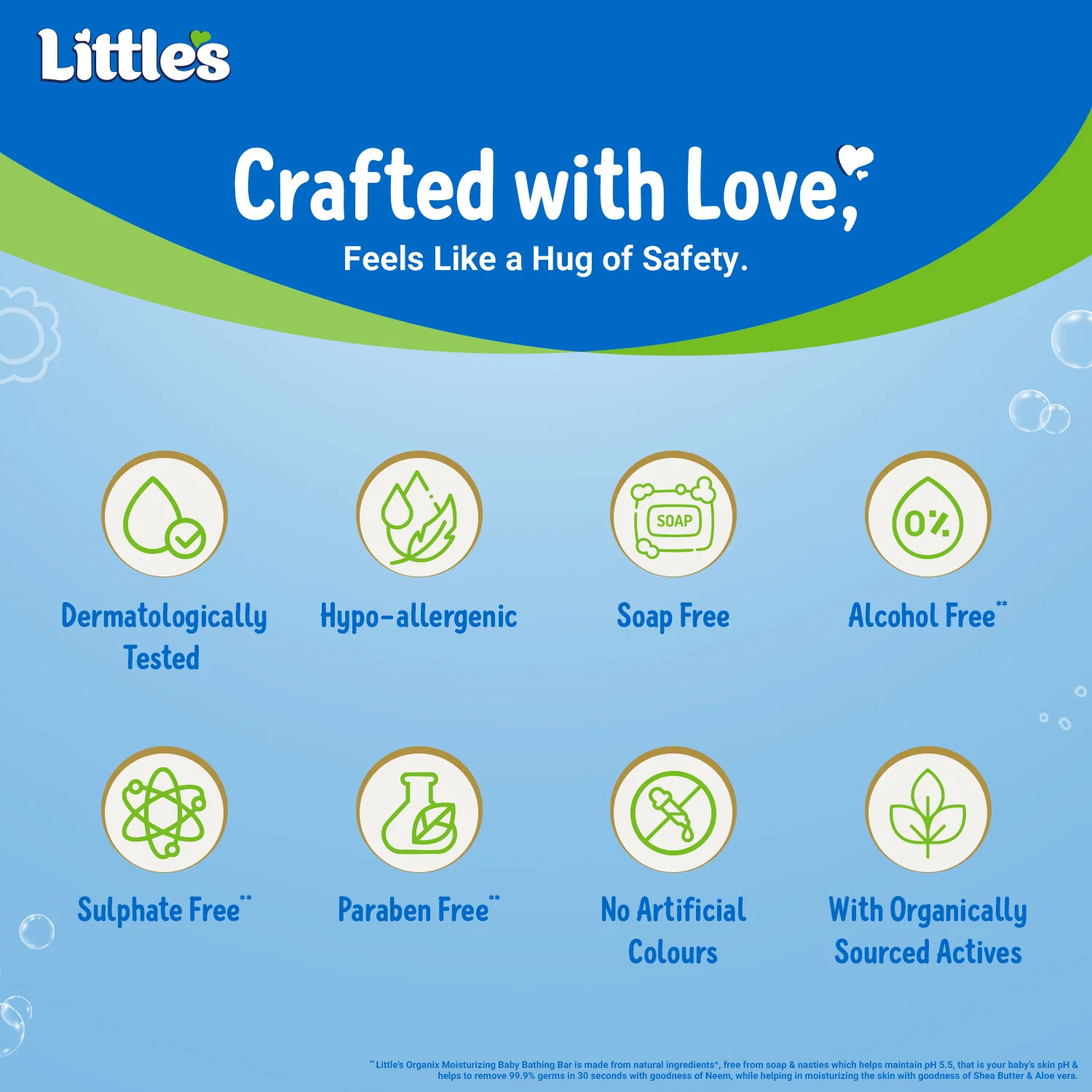 Little’s Organix Baby Bathing Bar Soap Free, Tear Free with Shea Butter, Aloe Vera & Neem for Soft Skin - Image 6