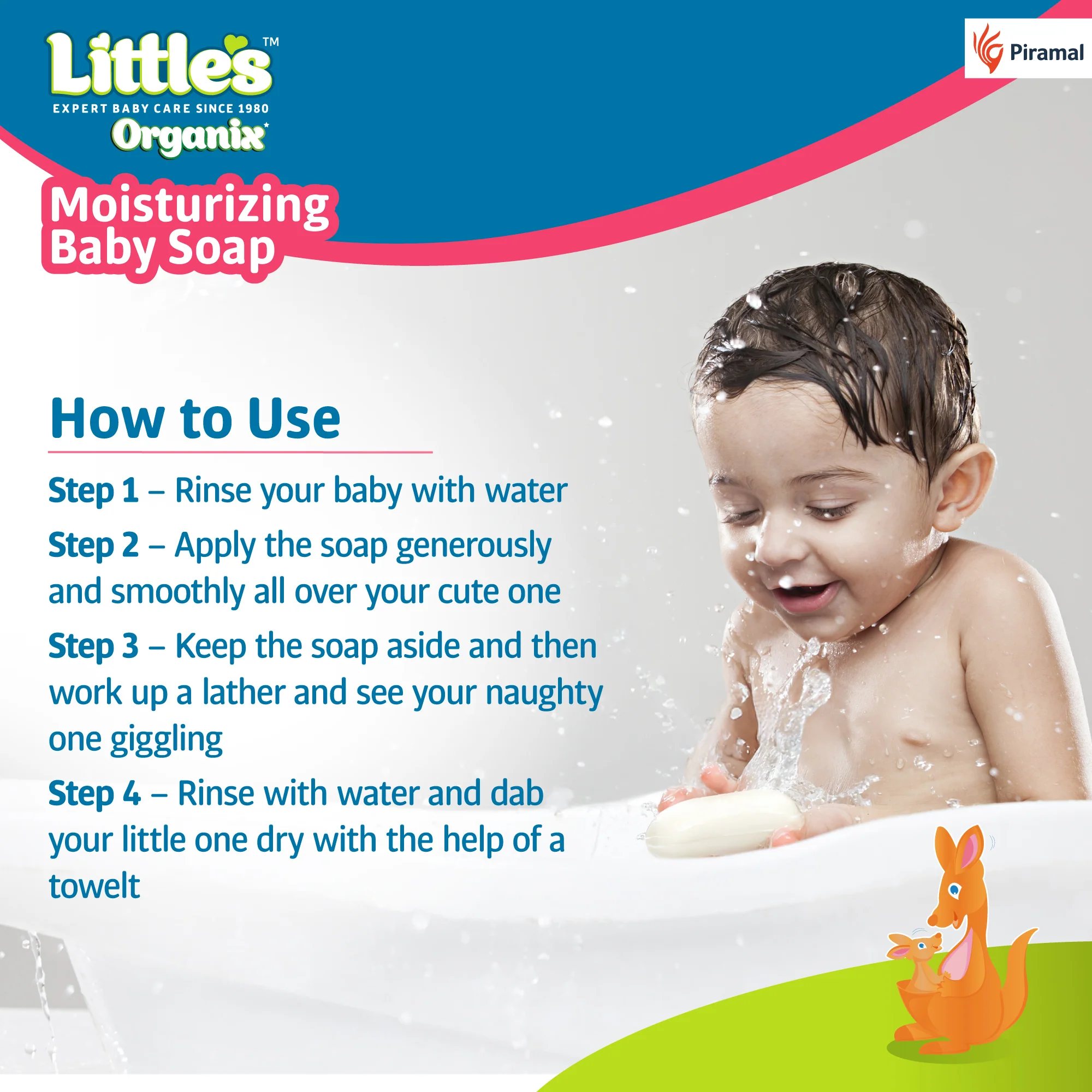 Little'S Organix Moisturizing Baby Soap | 75g (Pack Of 5) | Gentle Bathing Bar Soap with Organic Almond Oil, Olive Oil, Aloe Vera & Neem for Baby's Sensitive Skin | Protetcs From 99.9% Germs | Kids Soap - Image 5