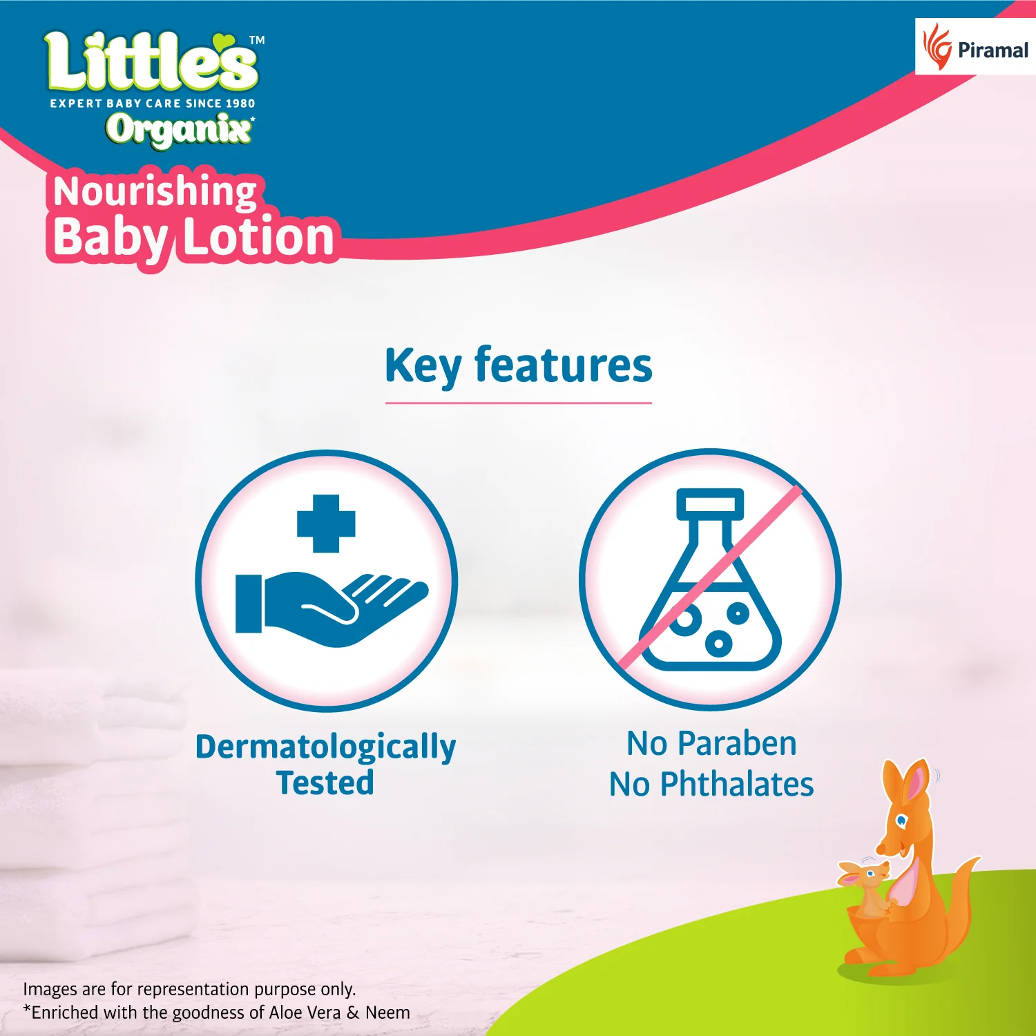 Little's Organix Nourishing Baby Lotion 400ml - Pump Pack | Dermatologically tested | With Organic Aloe Vera & Neem | All skin types | Prevents Dryness and soothes dry skin - Image 6